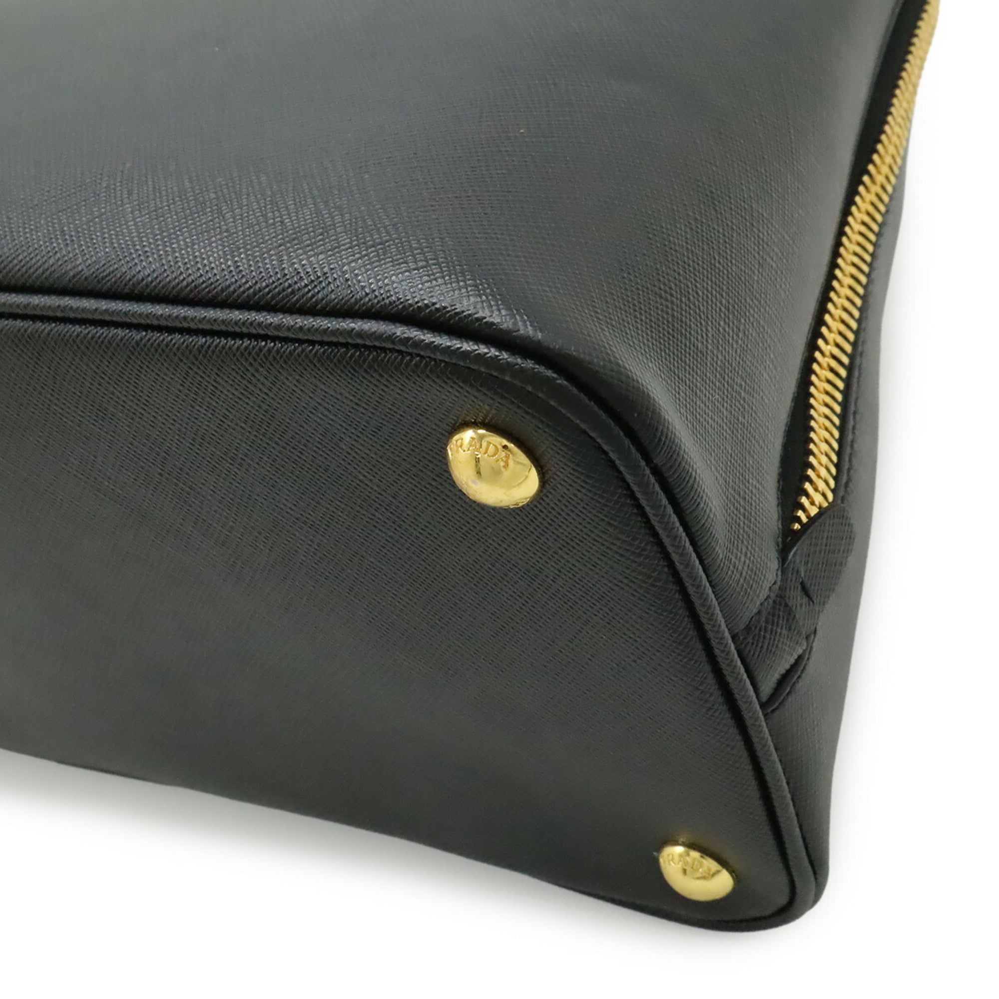 Prada Saffiano Black Nero Leather Handbag Tote Bag (Pre-Owned)