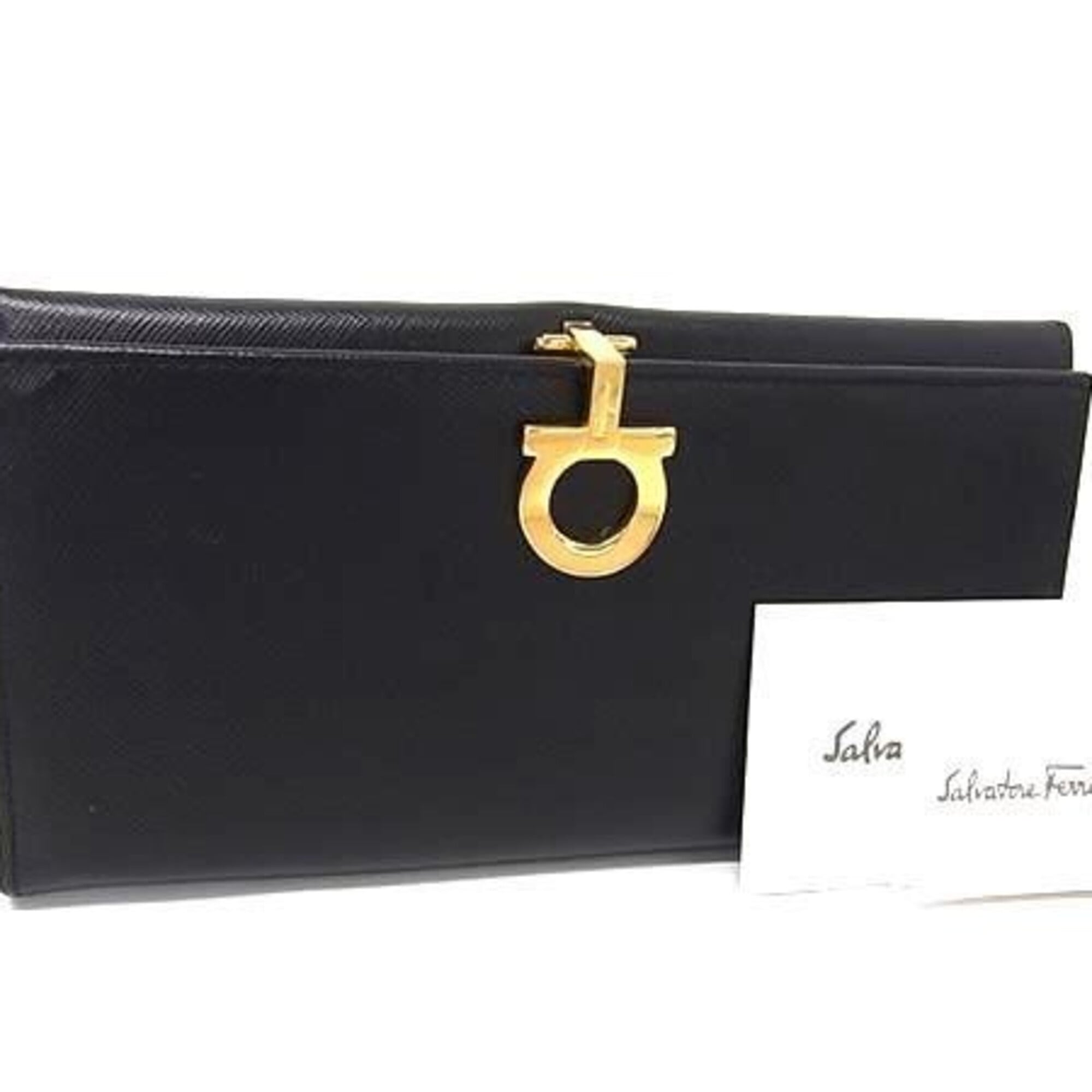Salvatore Ferragamo Black Long Wallet (Bi-Fold) (Pre-Owned)