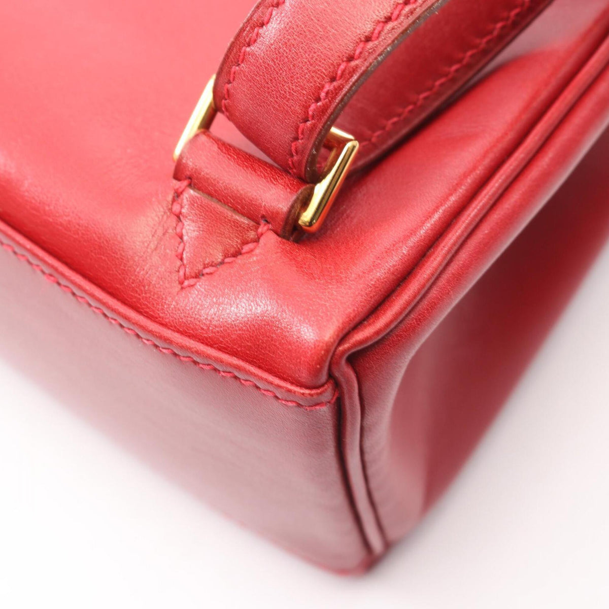 Hermes Red Color Box Calf Leather Leather Backpack Handbag (Pre-Owned)