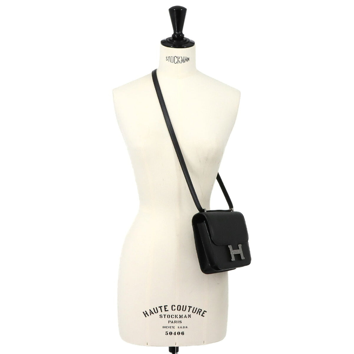 Hermes Constance Black Box Calf Leather Handbag Shoulder Bag (Pre-Owned)