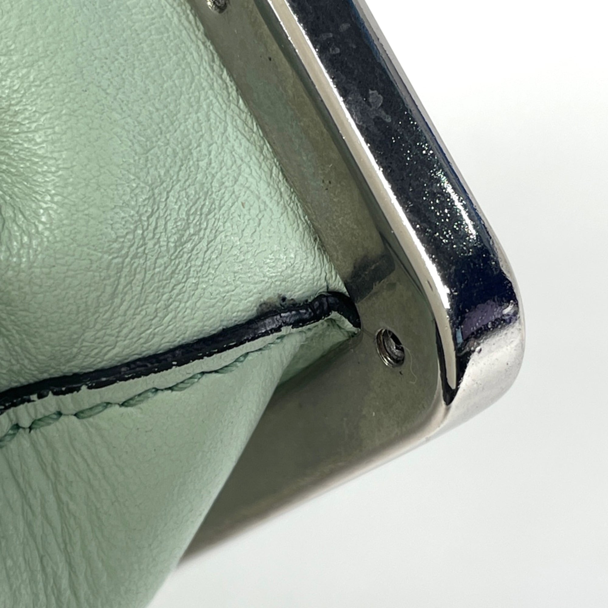 Prada Green Leather Clutch Bag Shoulder Bag (Pre-Owned)