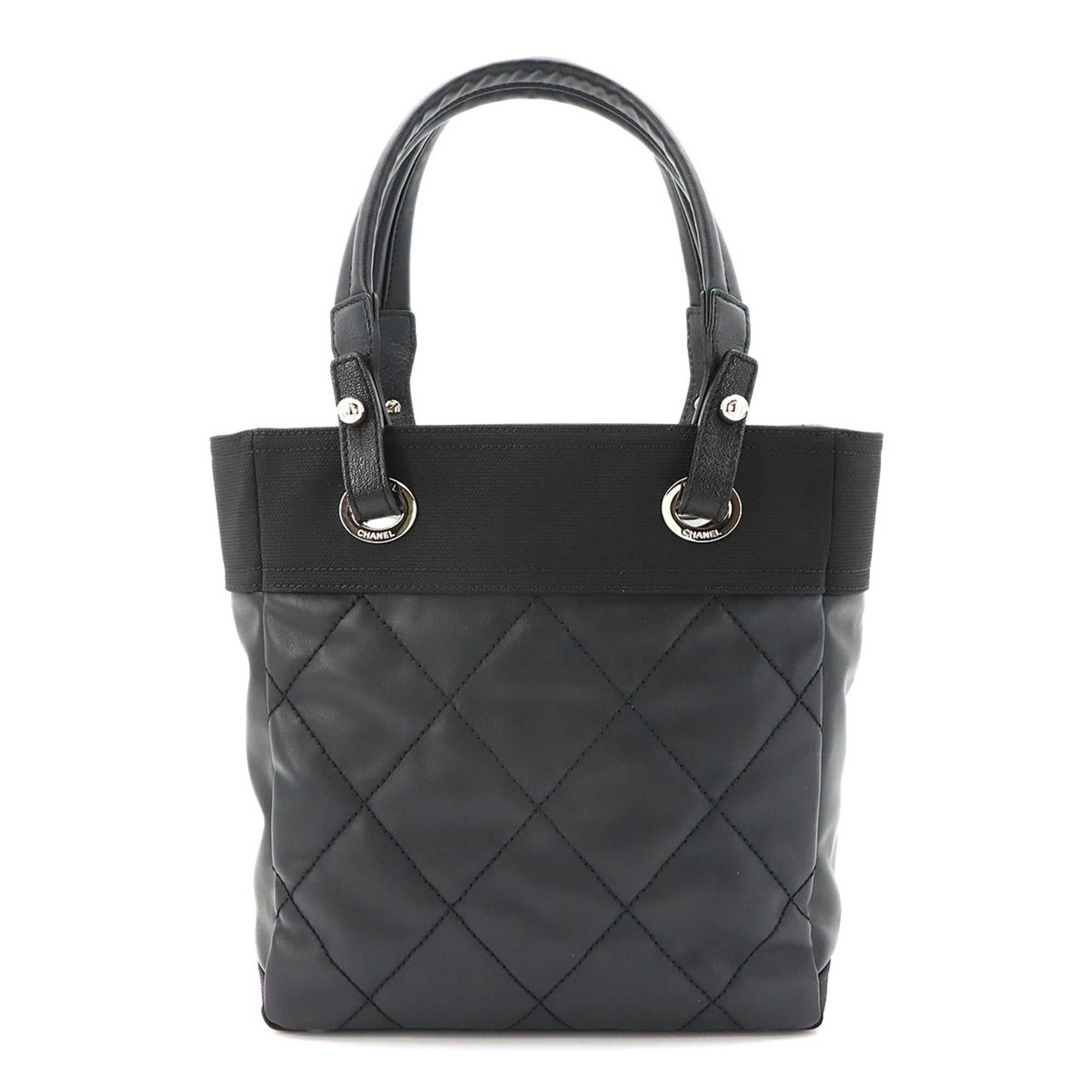 Chanel Black Nylon Pvc Leather Handbag Tote Bag (Pre-Owned)