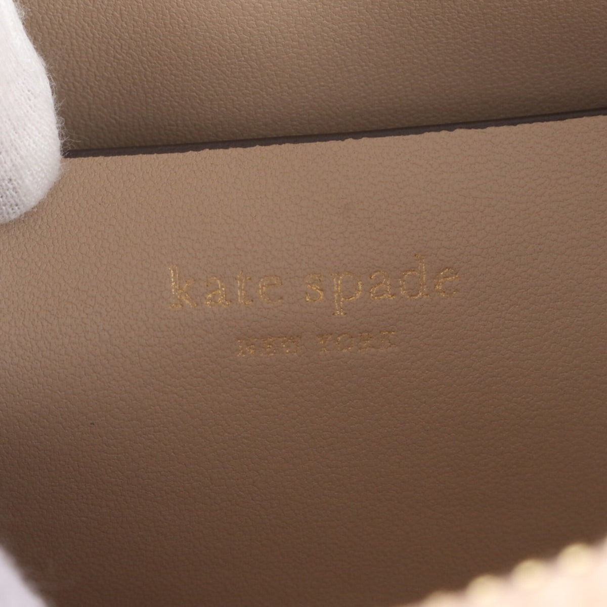 Kate Spade Gold Pink Beige Leather Handbag Shoulder Bag Tote Bag (Pre-Owned)