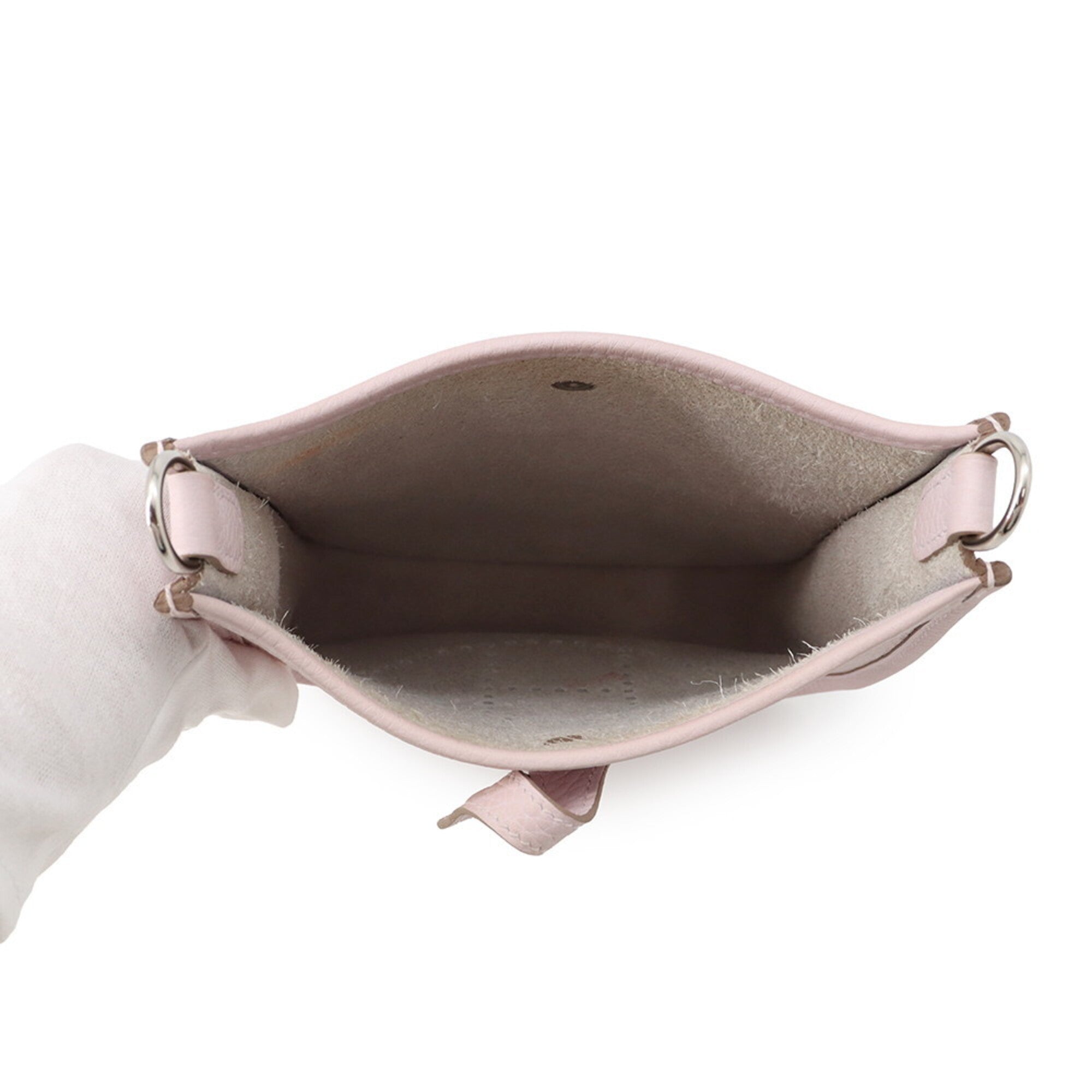 Hermes Evelyne Silver Taurillon Clemence Leather Handbag Shoulder Bag (Pre-Owned)