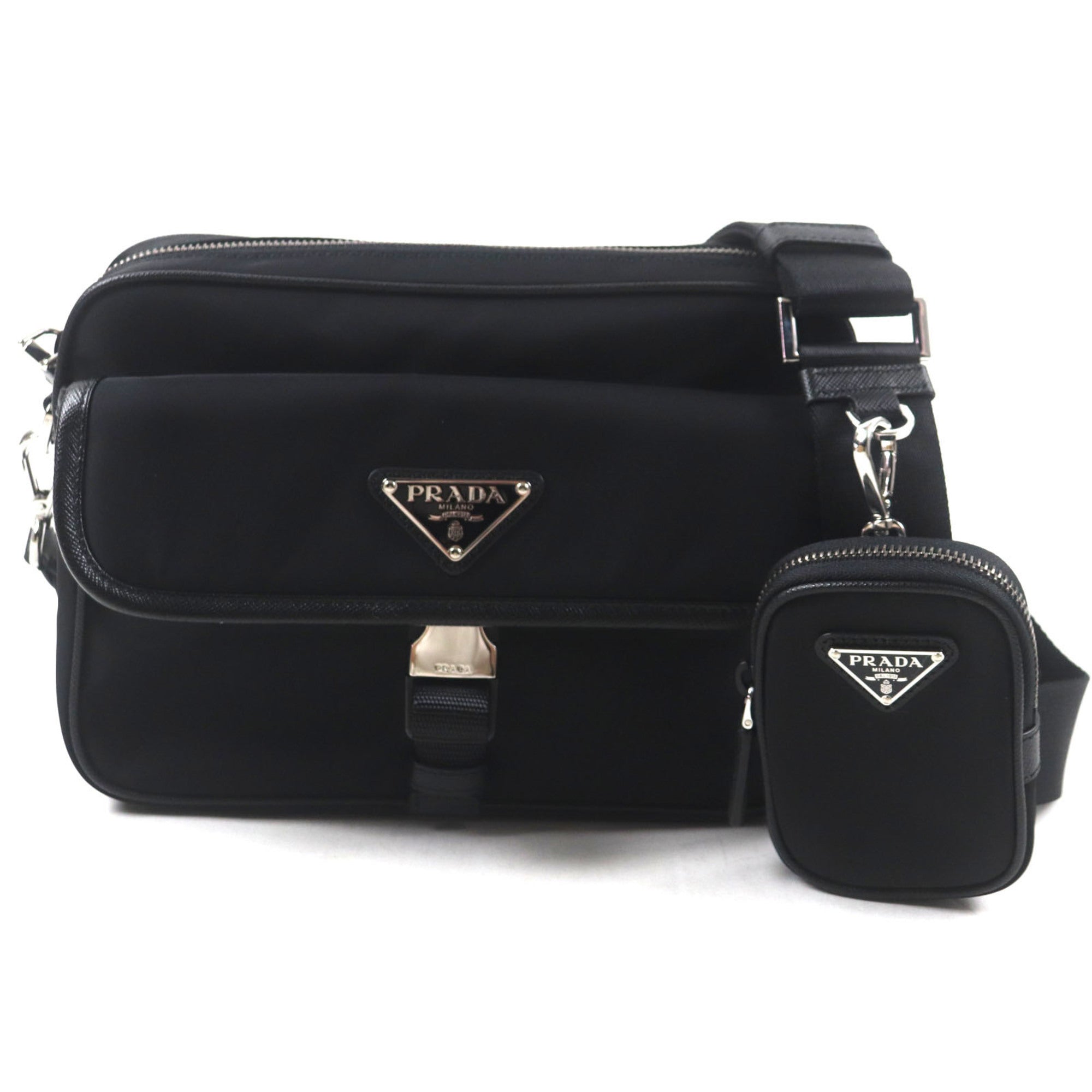 Prada Black Nylon Saffiano Shoulder Bag (Pre-Owned)
