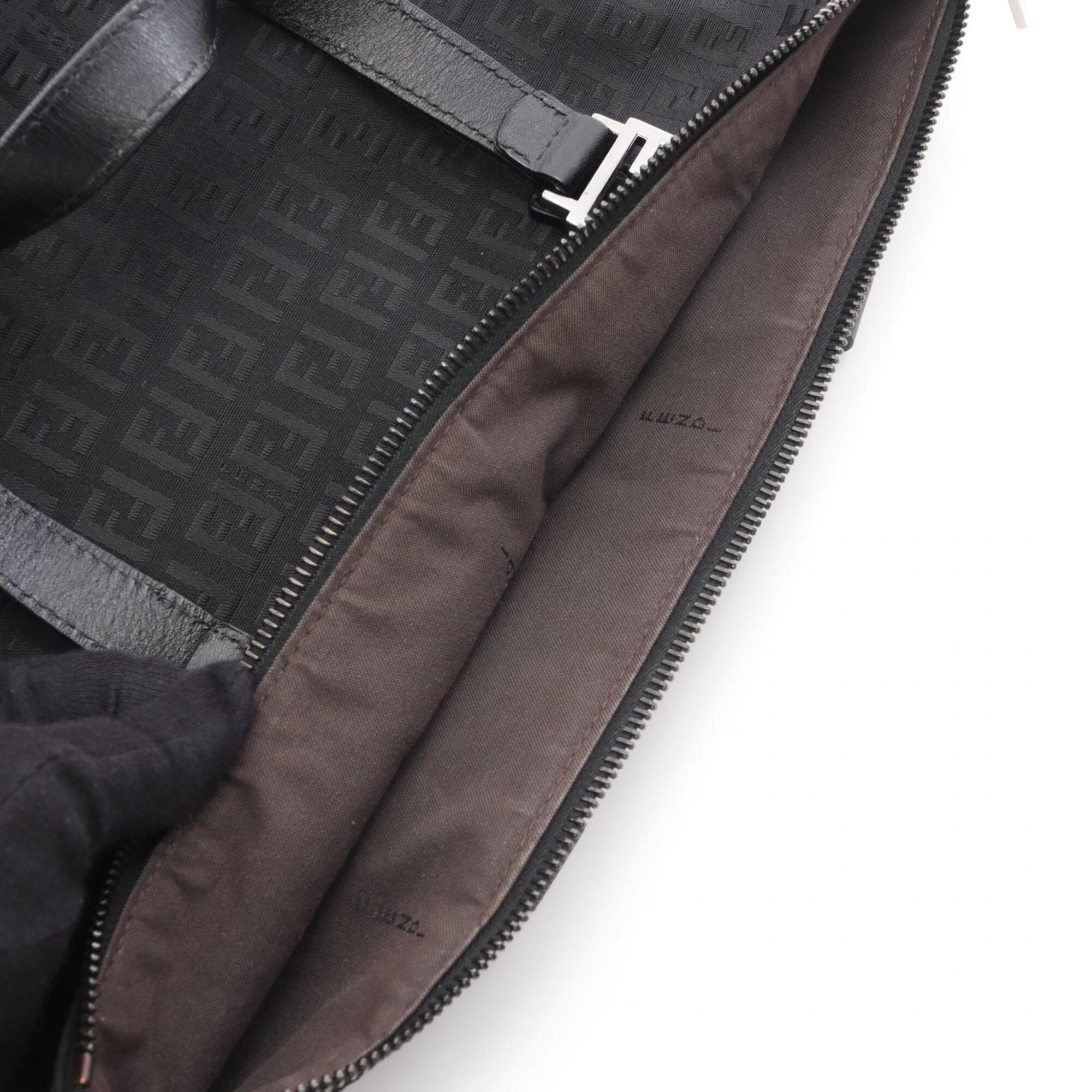 Fendi Black Canvas Leather Handbag Tote Bag (Pre-Owned)