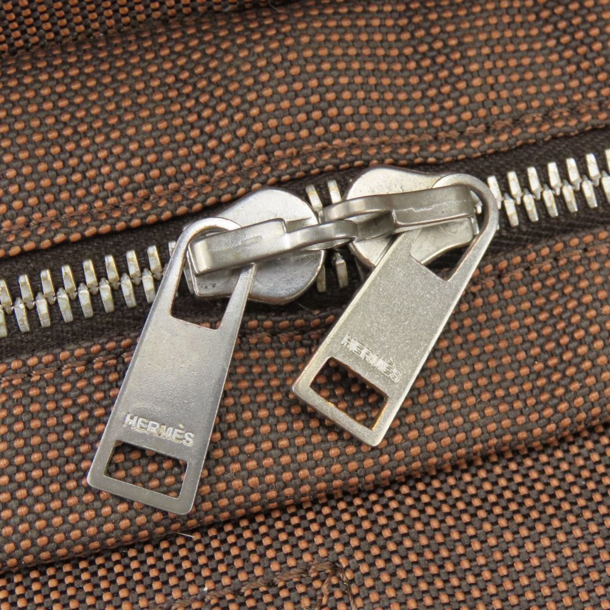 Hermes Brown Canvas Tote Bag (Pre-Owned)
