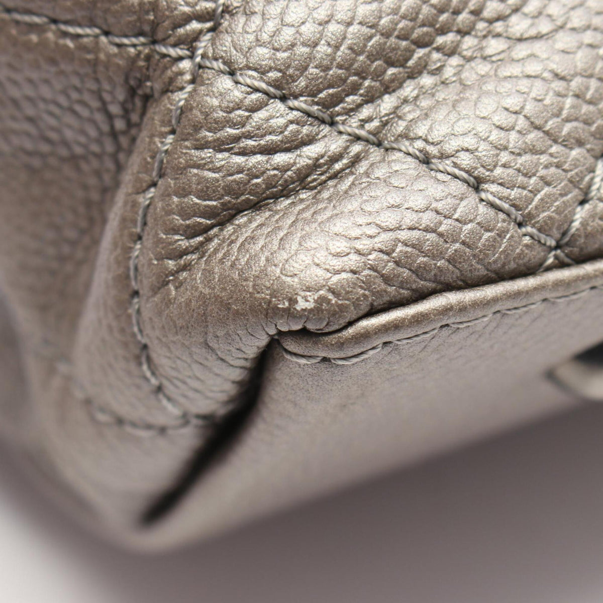 Chanel Silver Grained Calfskin Handbag Tote Bag (Pre-Owned)