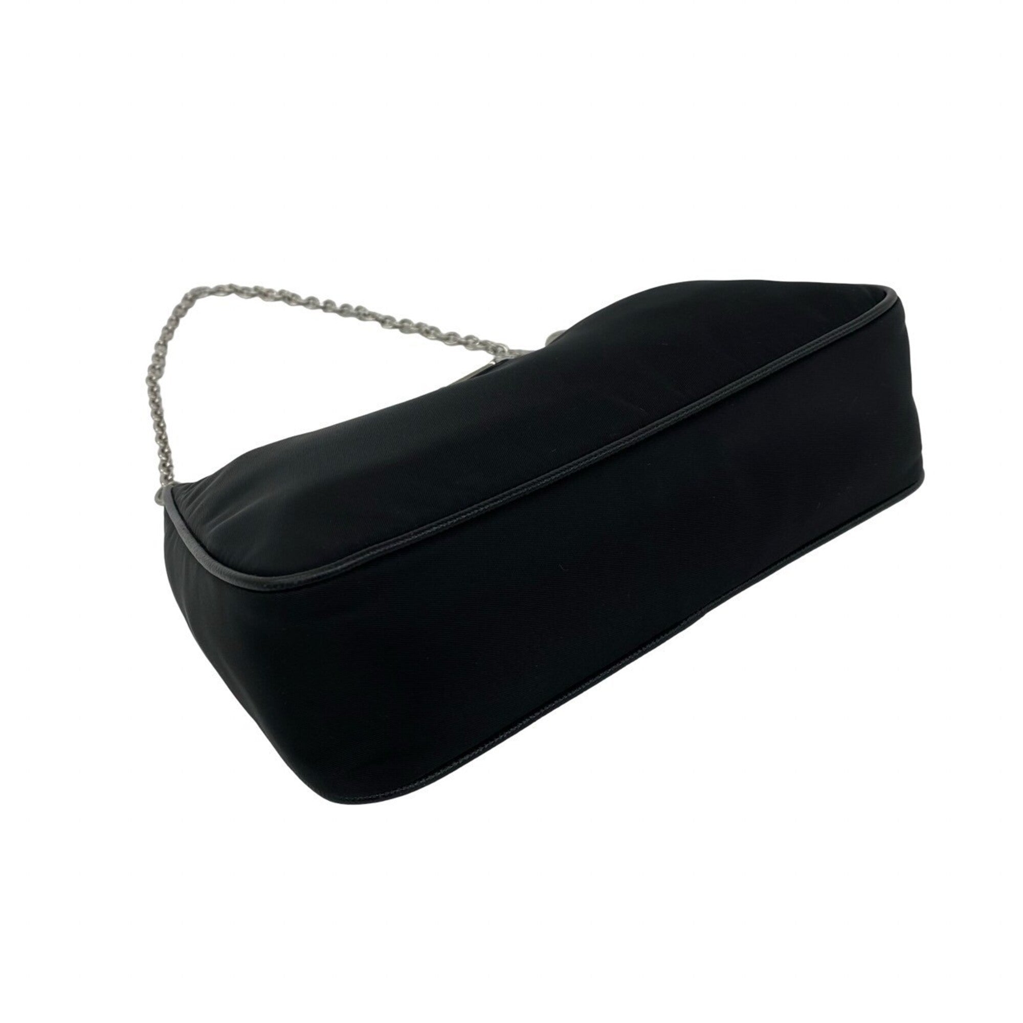 Prada Black Nylon Leather Pouch Shoulder Bag (Pre-Owned)