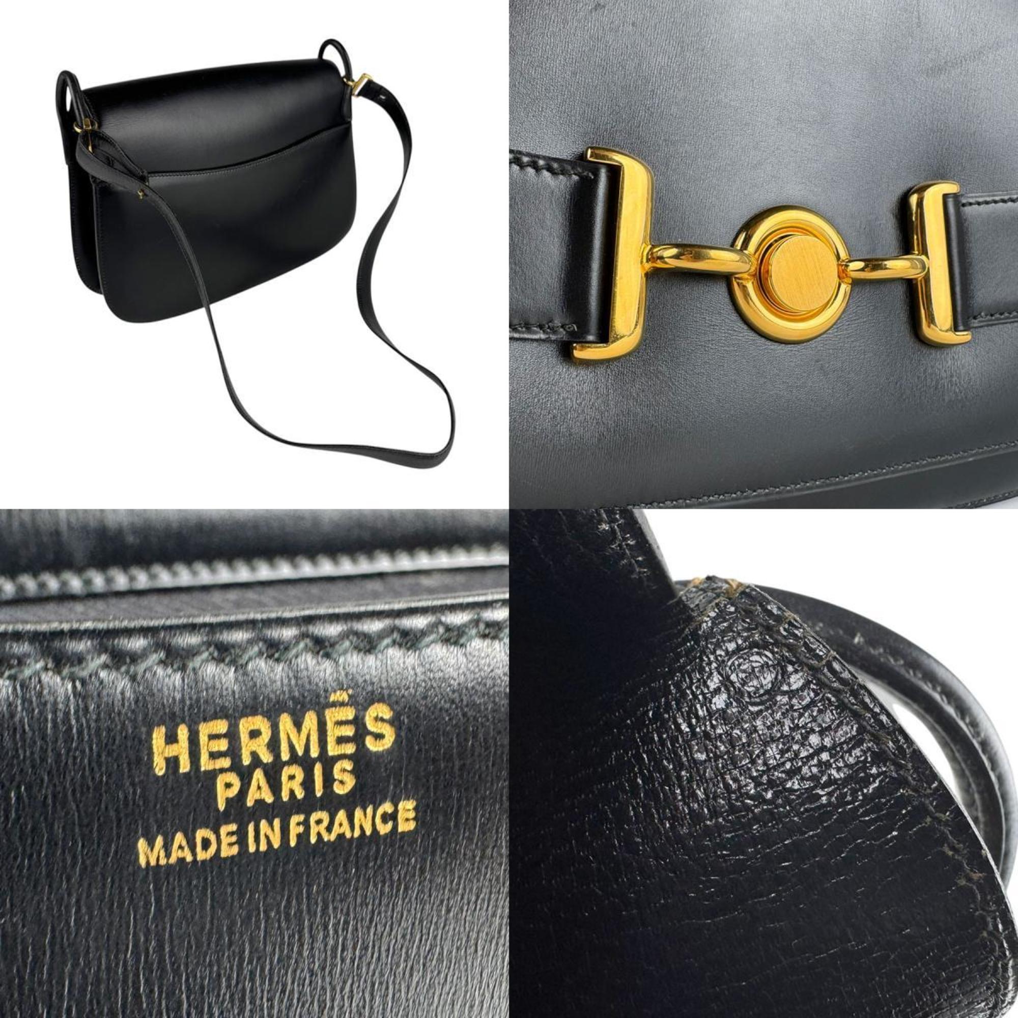 Hermes Black Box Calf Leather Shoulder Bag (Pre-Owned)