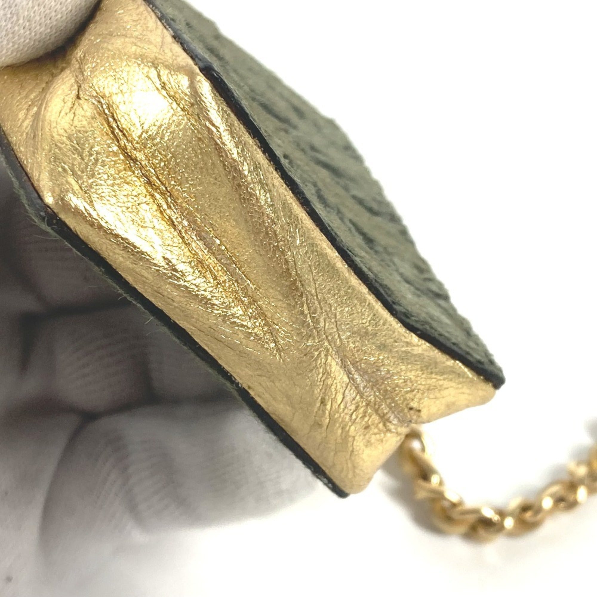 Chanel Gold Khaki Leather Pochette Shoulder Bag (Pre-Owned)