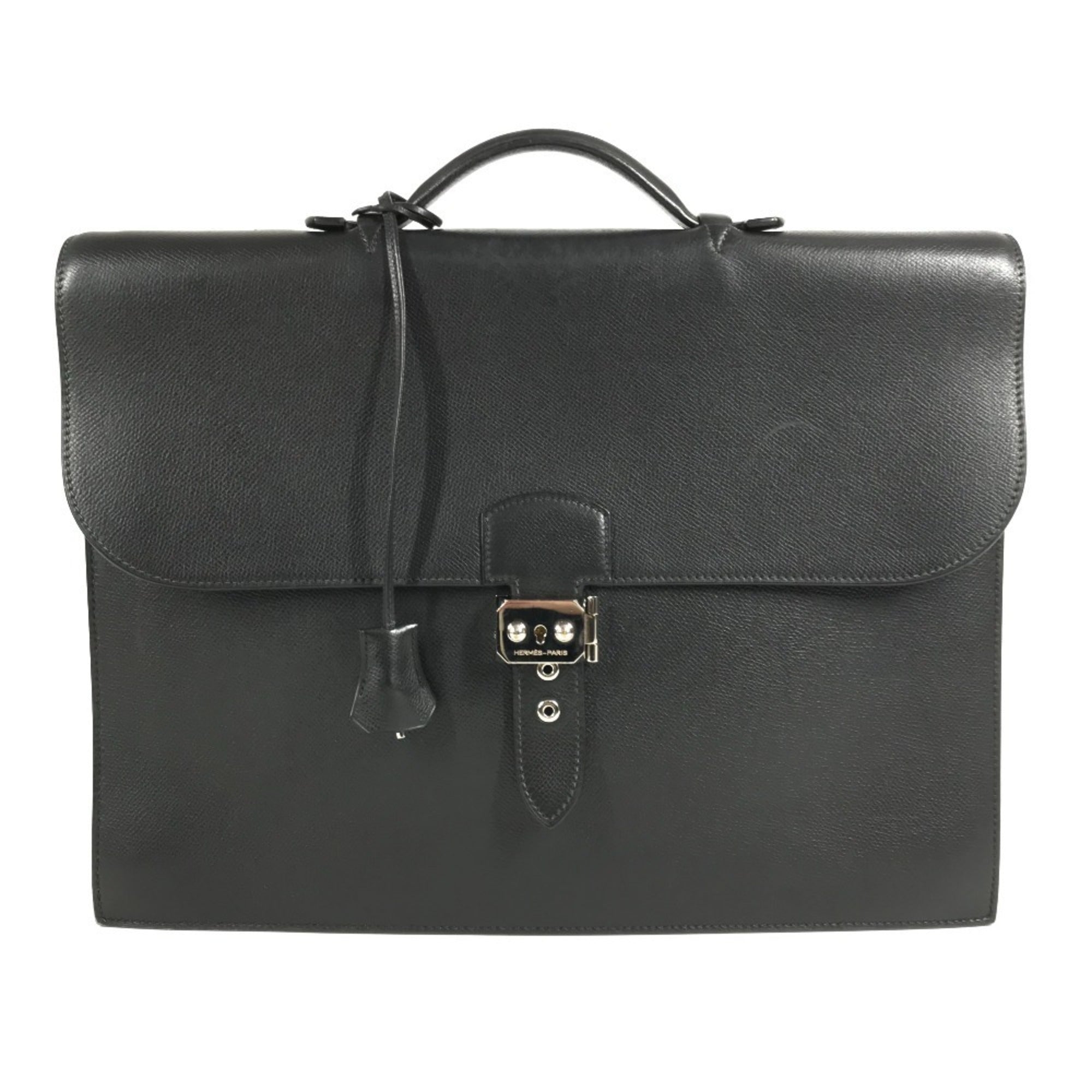 Hermes Black Leather Handbag Tote Bag (Pre-Owned)