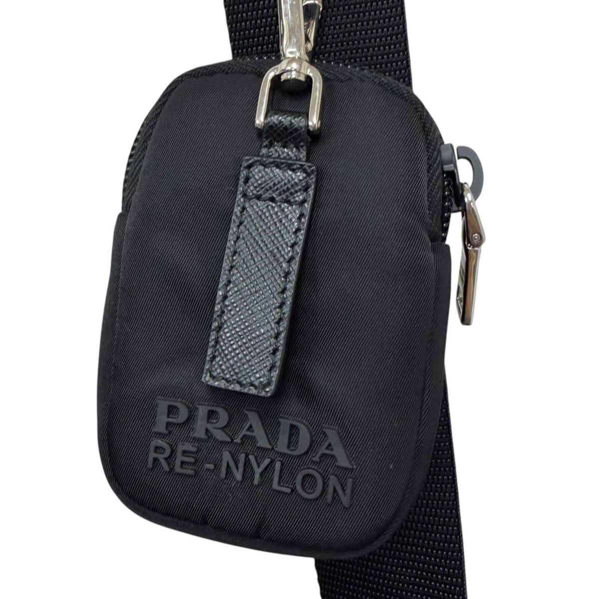 Prada Black Nylon Leather Pouch Shoulder Bag (Pre-Owned)