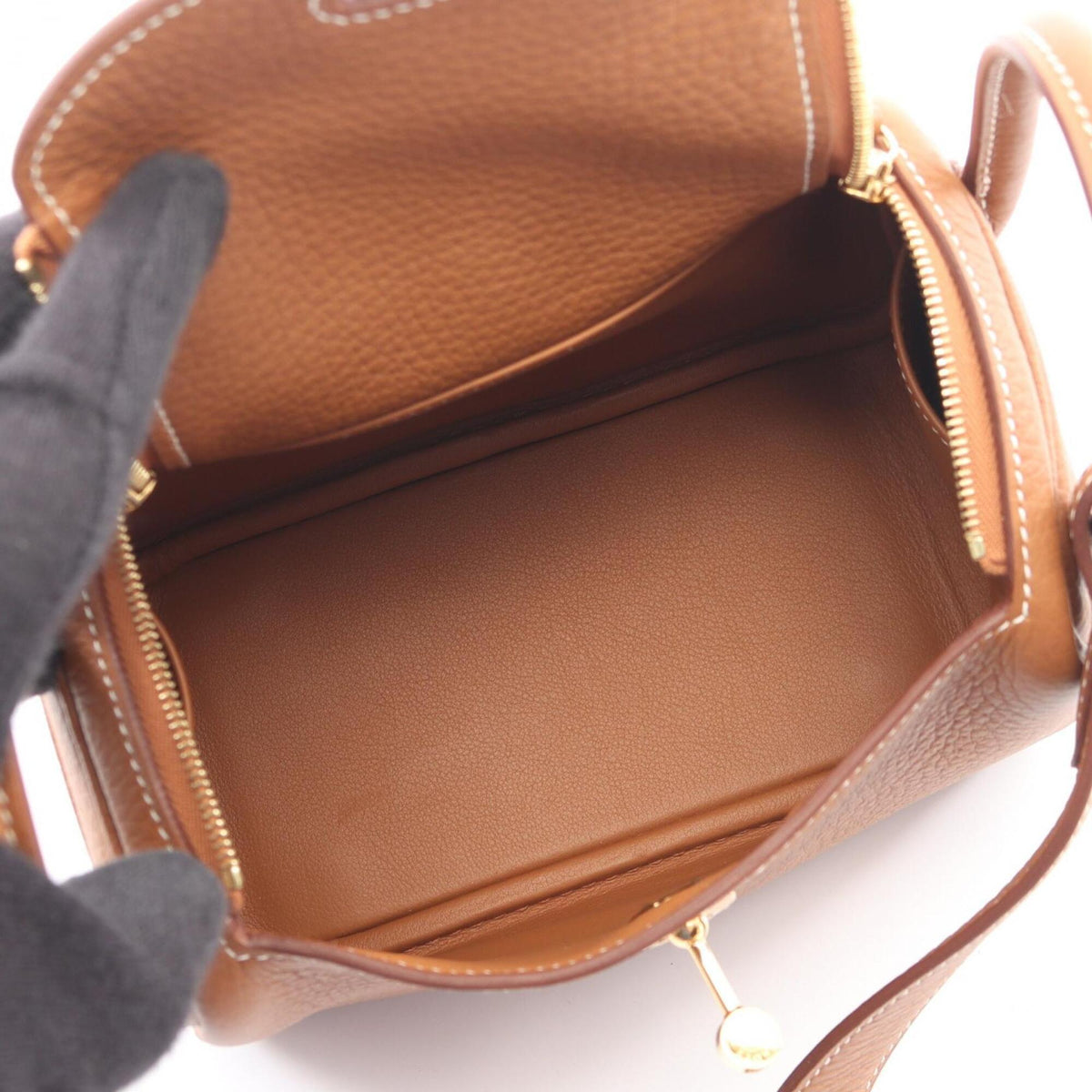 Hermes Brown Gold Brown Taurillon Clemence Leather Handbag Shoulder Bag (Pre-Owned)