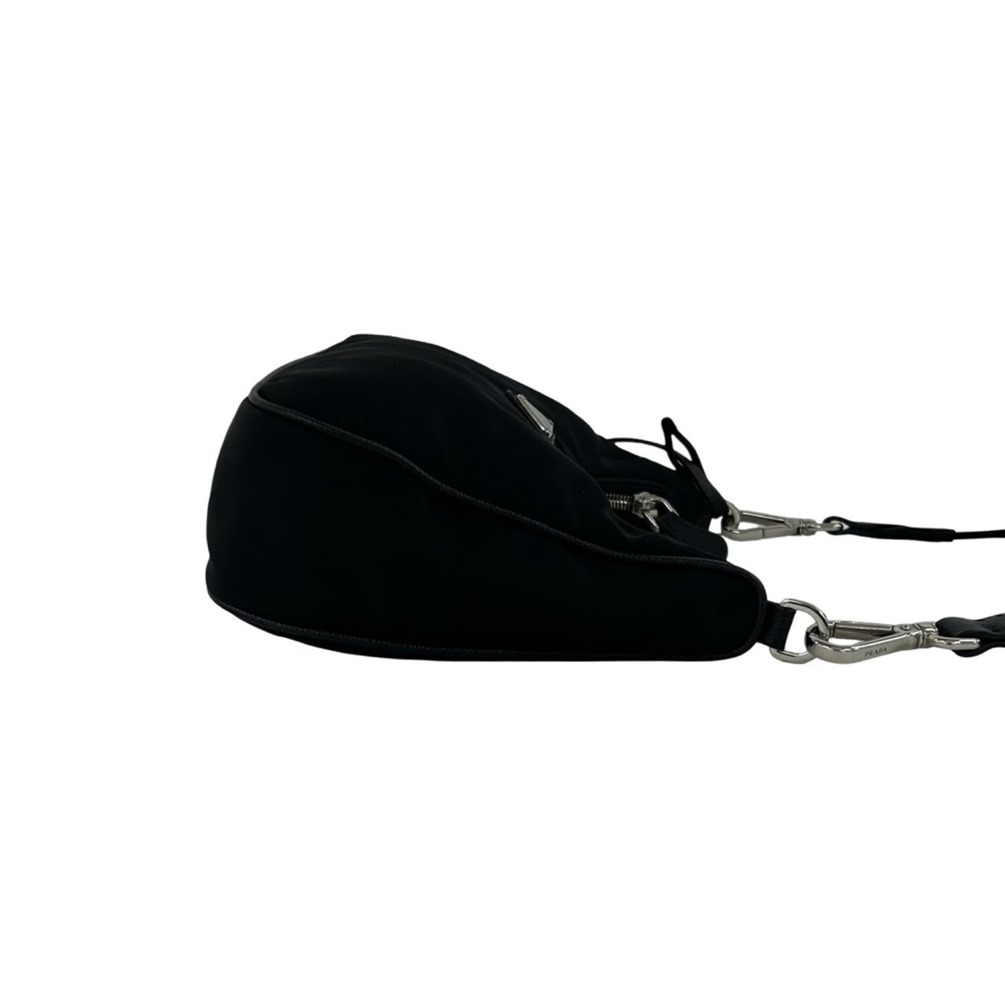 Prada Black Nylon Leather Pouch Shoulder Bag (Pre-Owned)