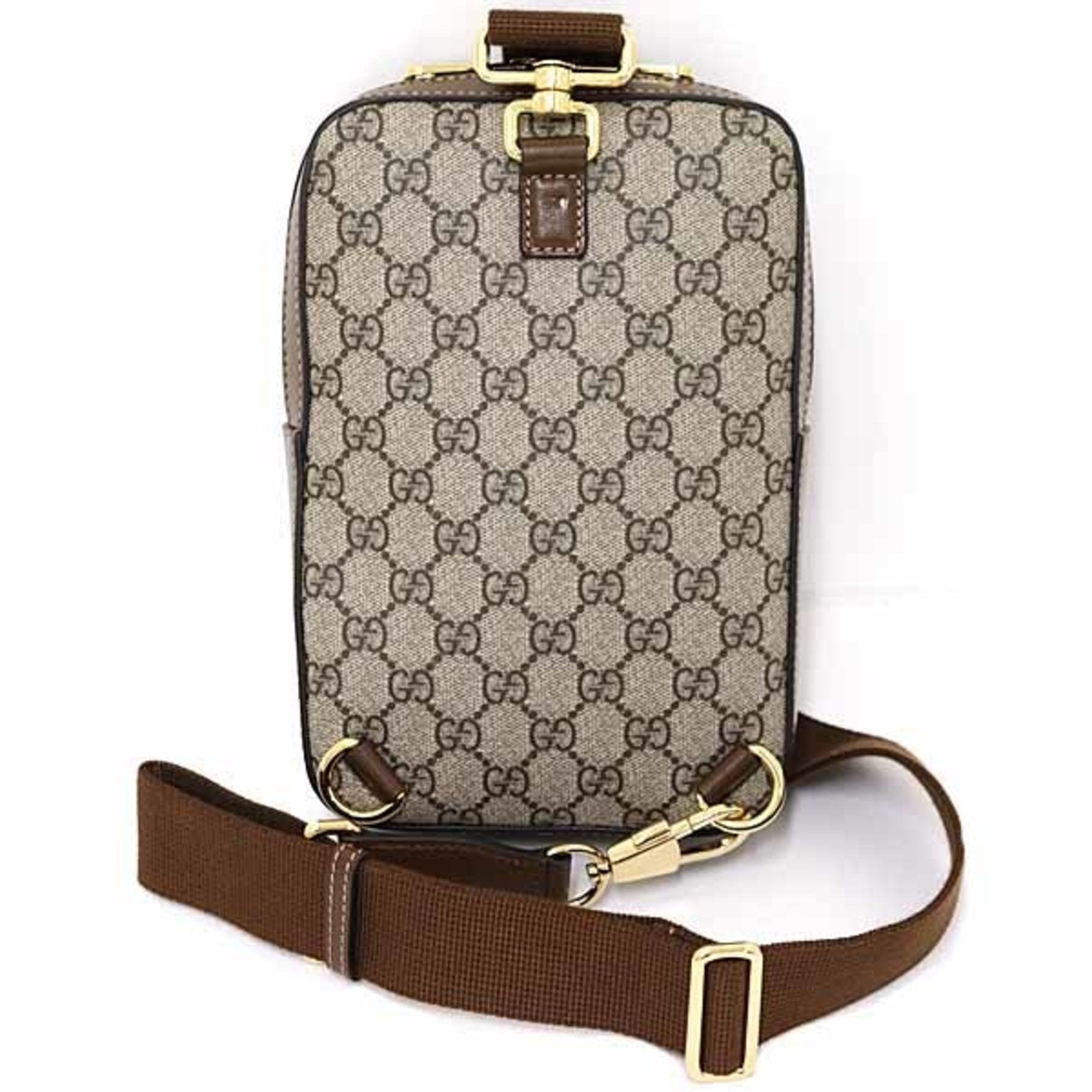 Gucci Beige Brown Gg Supreme Leather Sling Bag (Pre-Owned)