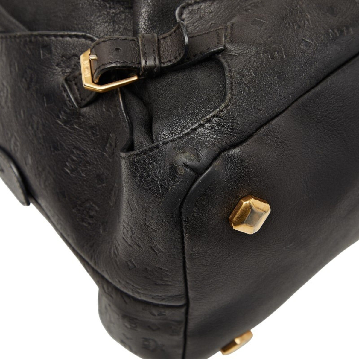 Mcm Visetos Black Leather Handbag Shoulder Bag (Pre-Owned)