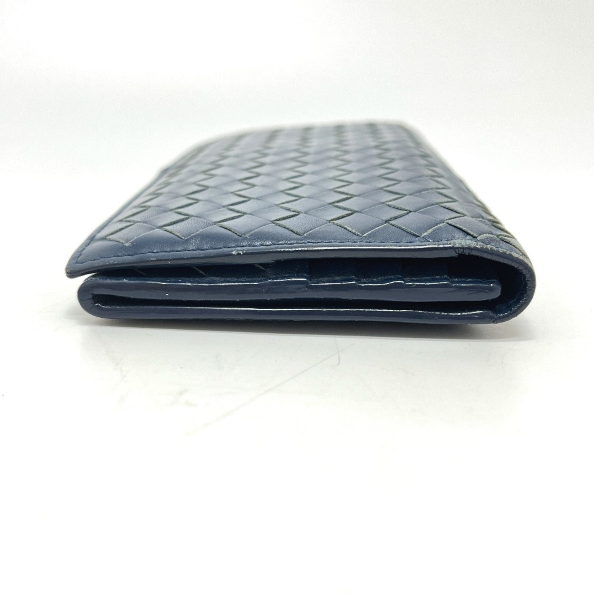 Bottega Veneta Blue Leather Long Wallet (Bi-Fold) (Pre-Owned)