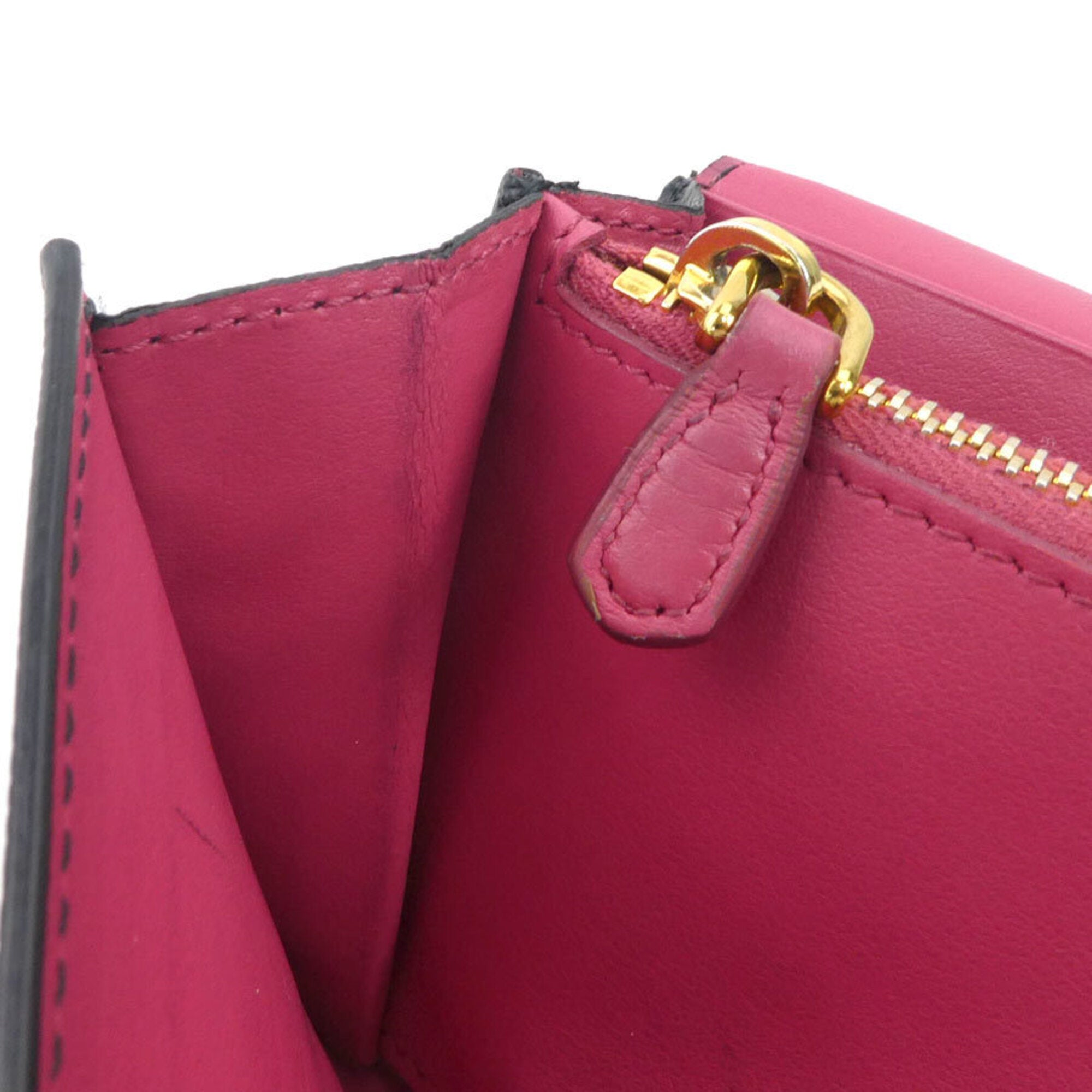 Prada Black Pink Leather Long Wallet (Bi-Fold) (Pre-Owned)