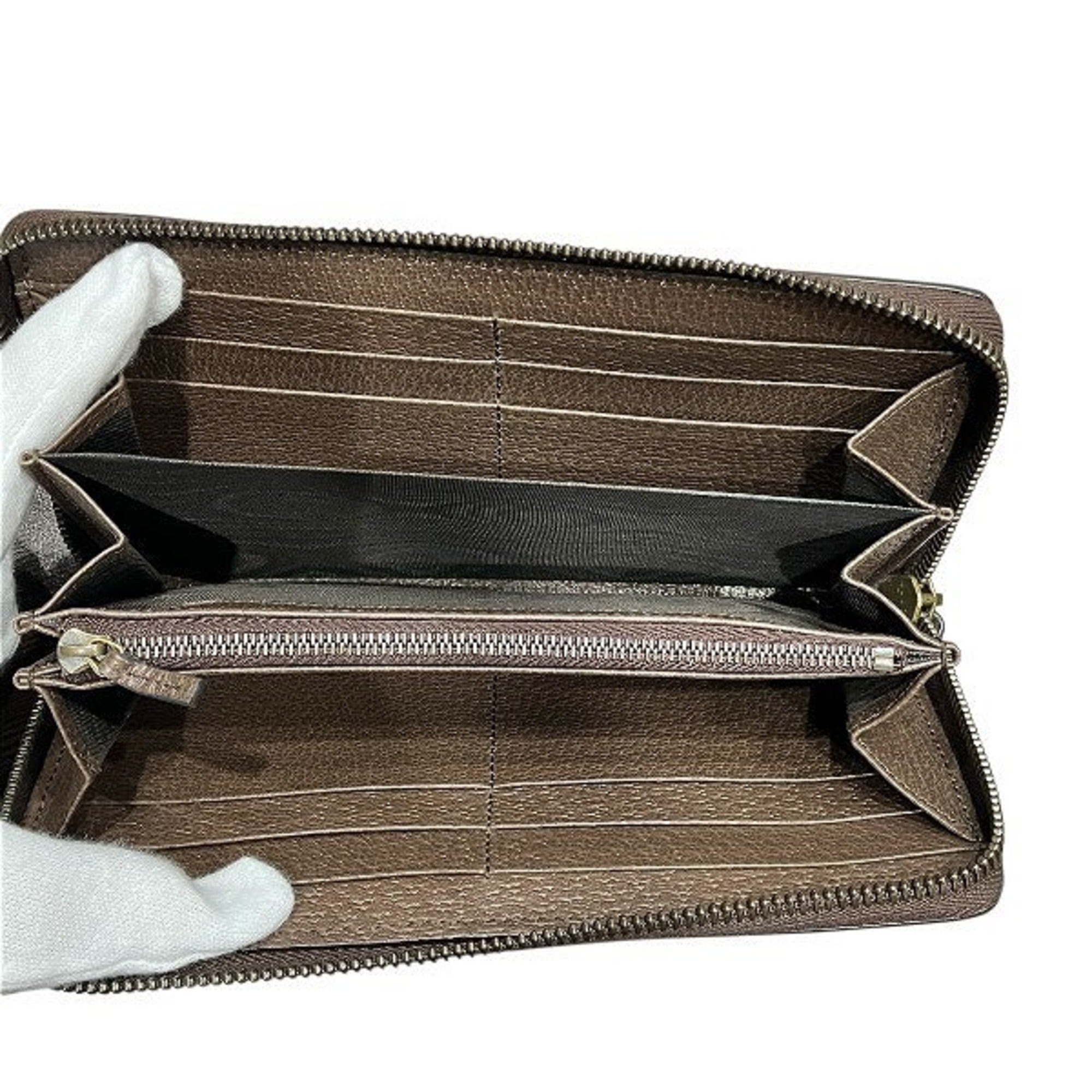 Gucci Brown Bamboo Gg Canvas Long Wallet (Bi-Fold) (Pre-Owned)