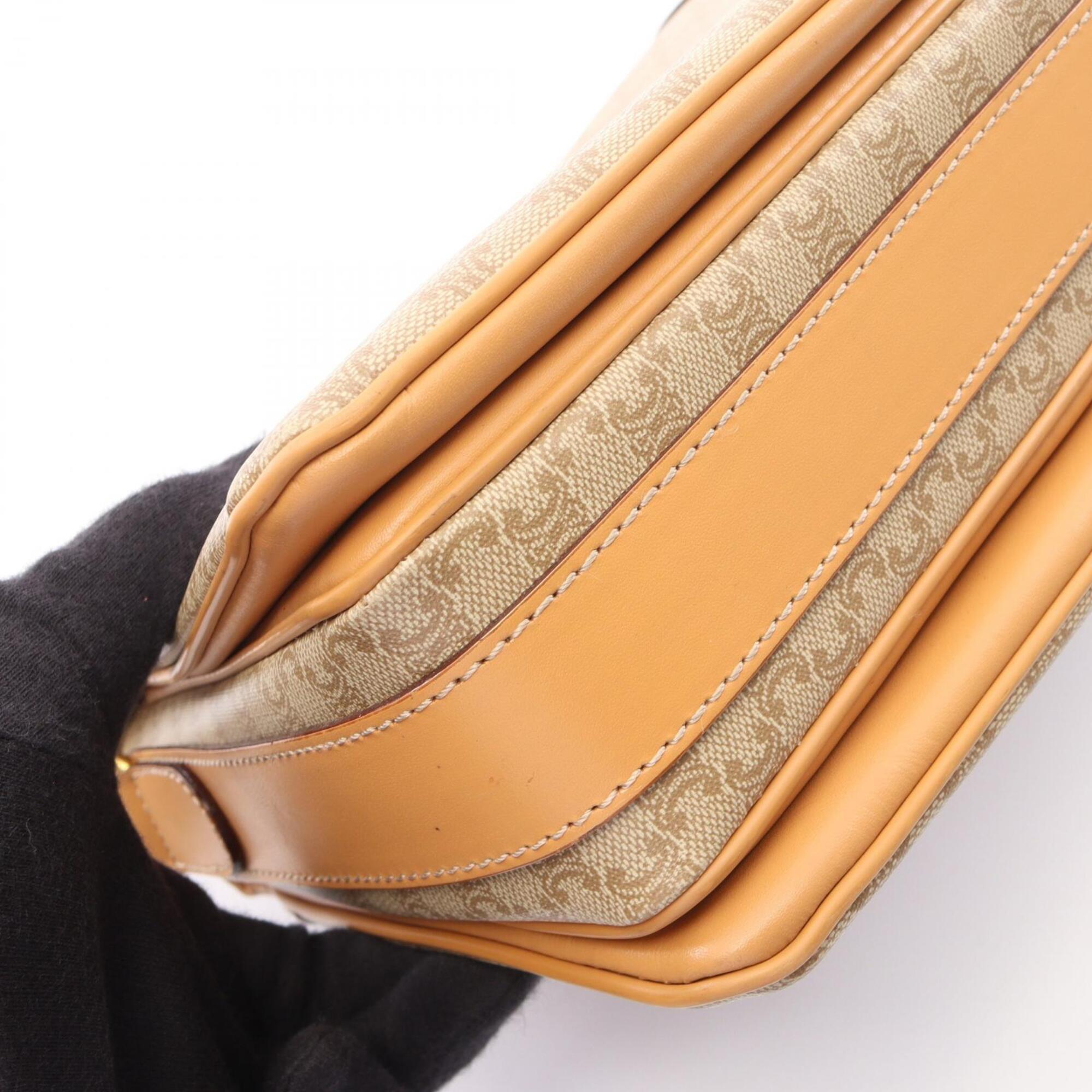 Celine Macadam Beige Brown Coated Canvas Handbag Shoulder Bag (Pre-Owned)