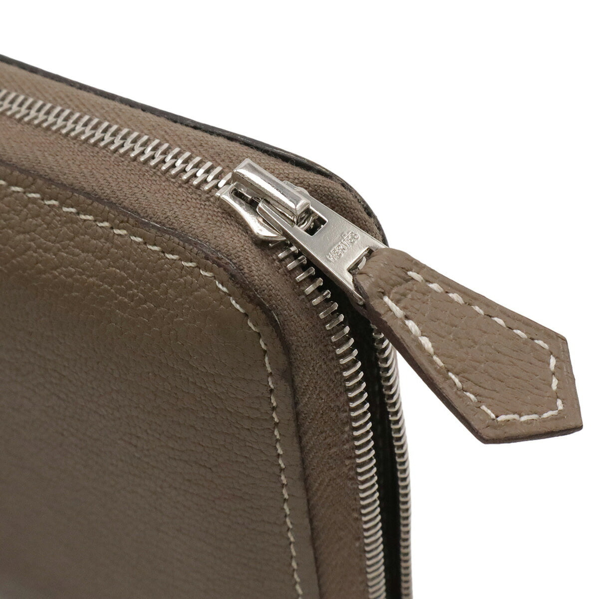 Hermes Etoupe Gray Chevre Leather Long Wallet (Bi-Fold) (Pre-Owned)