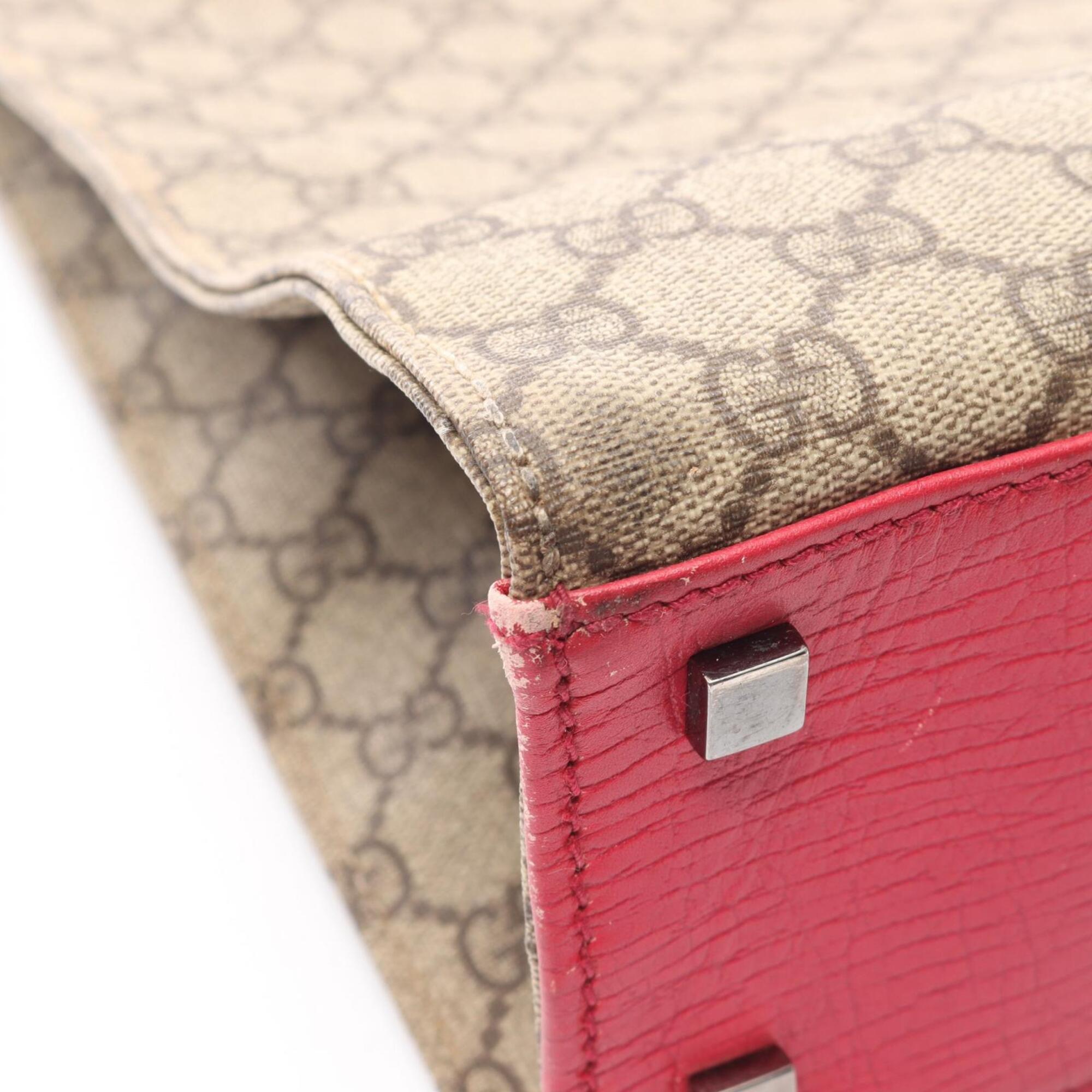 Gucci Beige Pink Pvc Coated Canvas Leather Handbag Tote Bag (Pre-Owned)