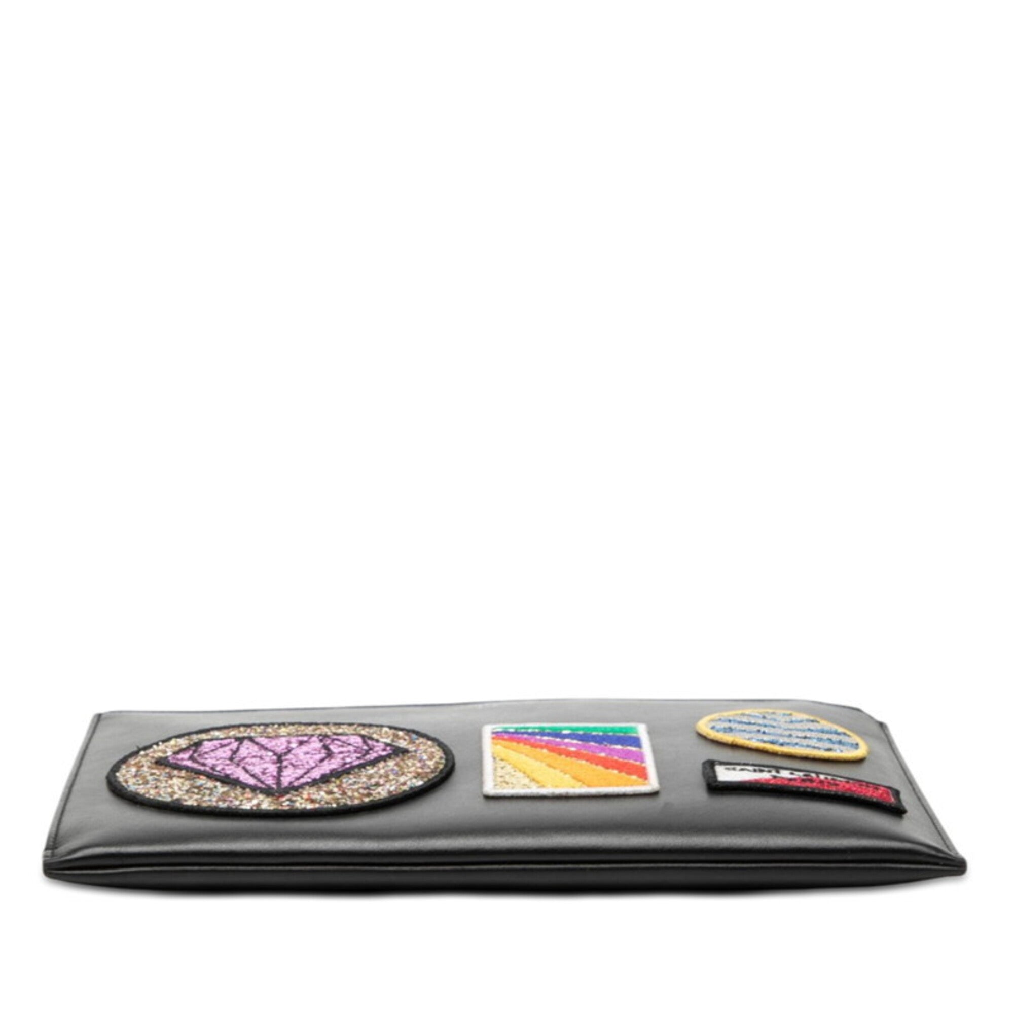 Saint Laurent Black Multi-Color Leather Clutch Bag (Pre-Owned)