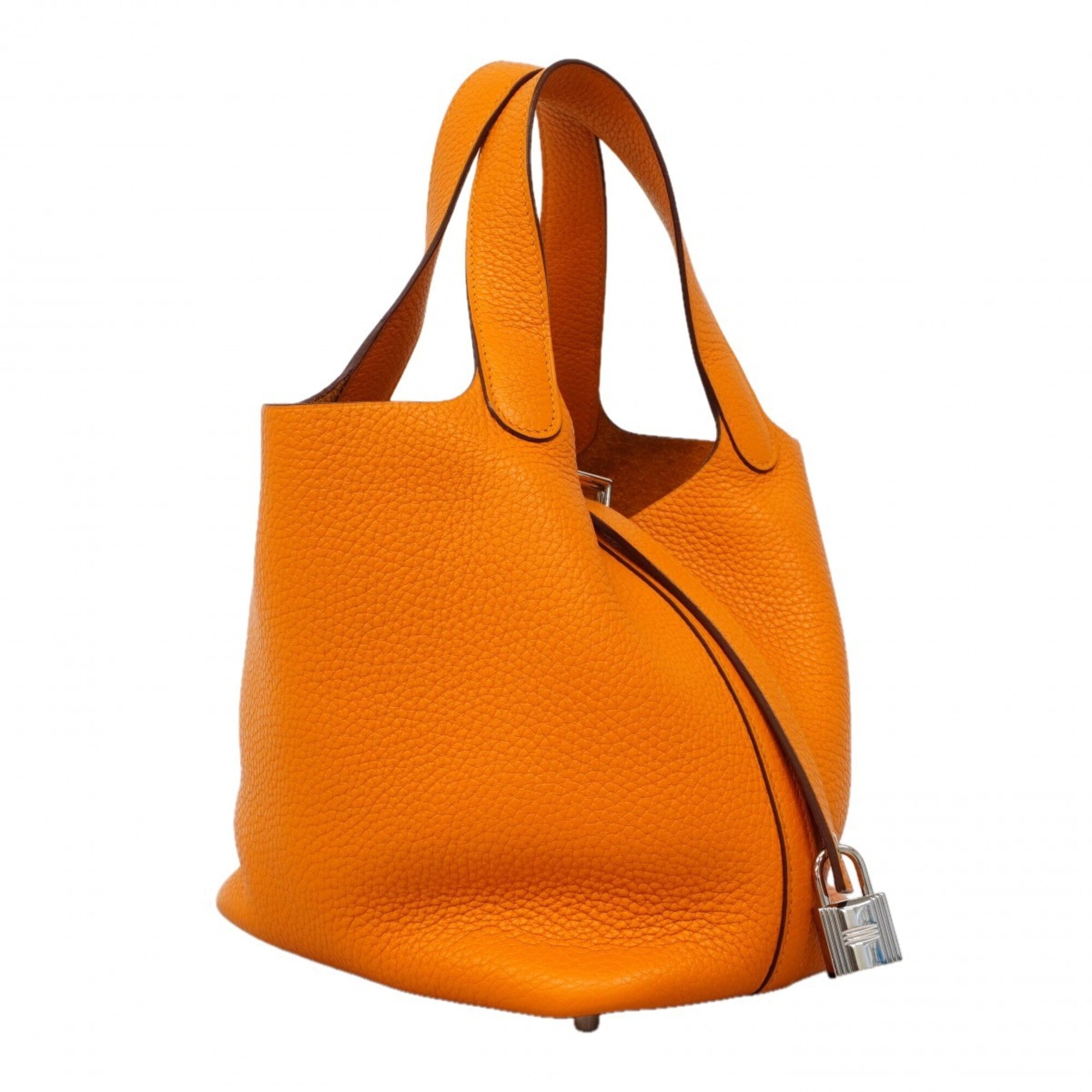 Hermes Orange Taurillon Clemence Leather Handbag (Pre-Owned)