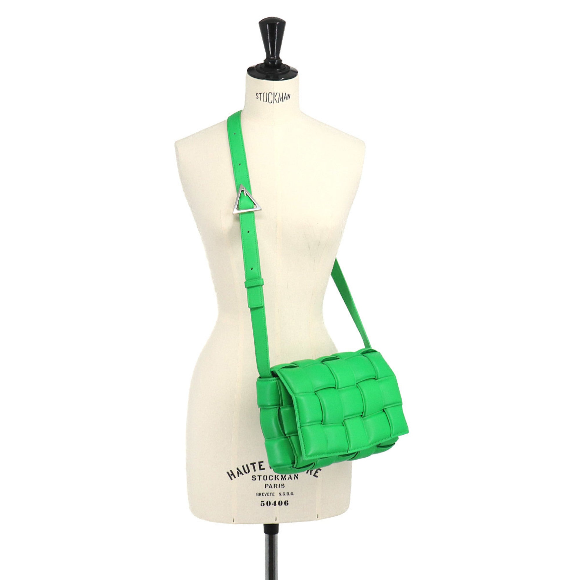 Bottega Veneta Green Leather Handbag Shoulder Bag (Pre-Owned)