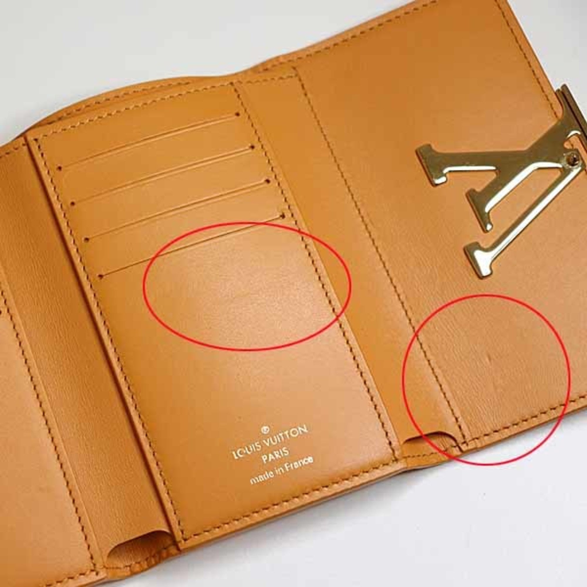 Louis Vuitton Orange Saffron Yellow Leather Wallet (Tri-Fold) (Pre-Owned)