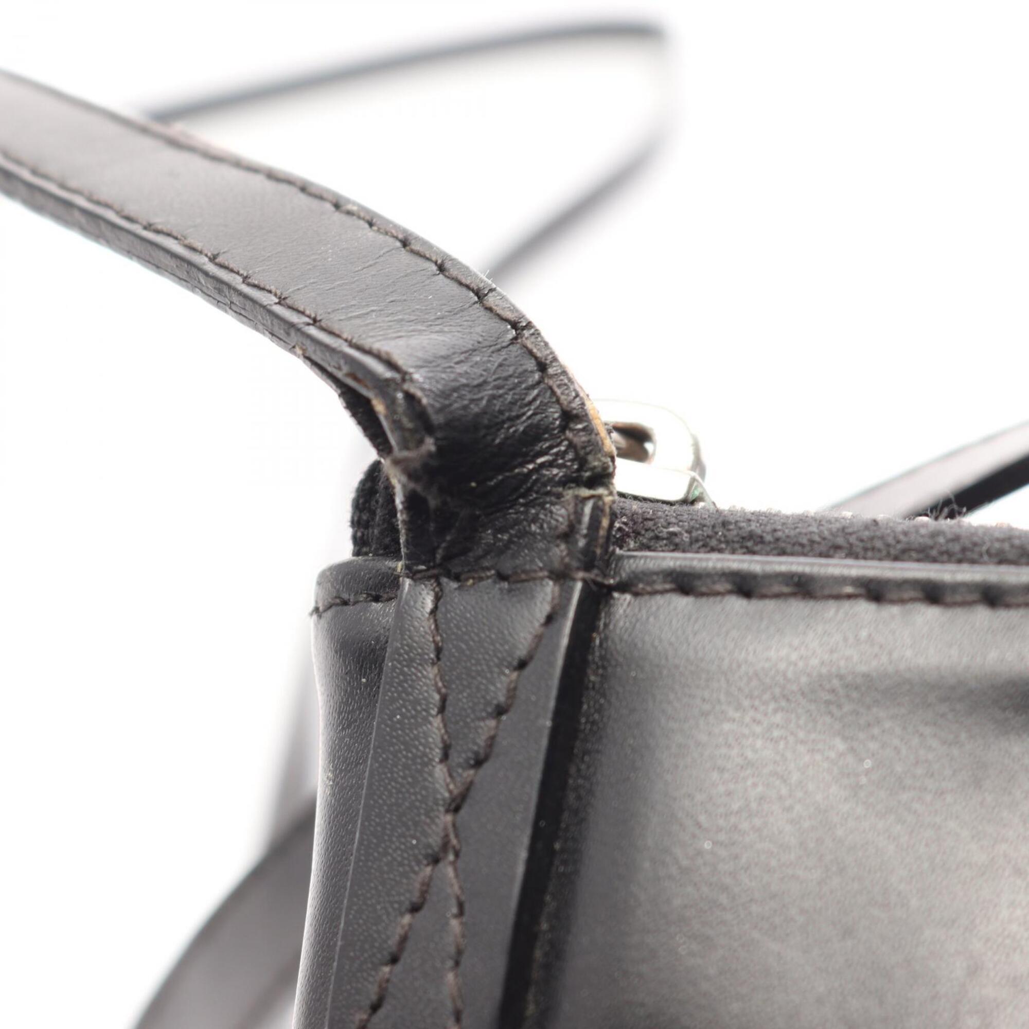 Bvlgari Black Gray Canvas Leather Handbag Shoulder Bag (Pre-Owned)