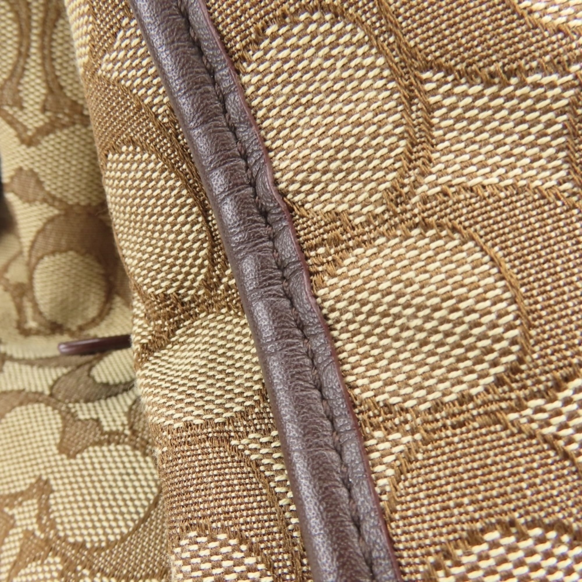 Coach Beige Brown Signature Line Tote Bag (Pre-Owned)