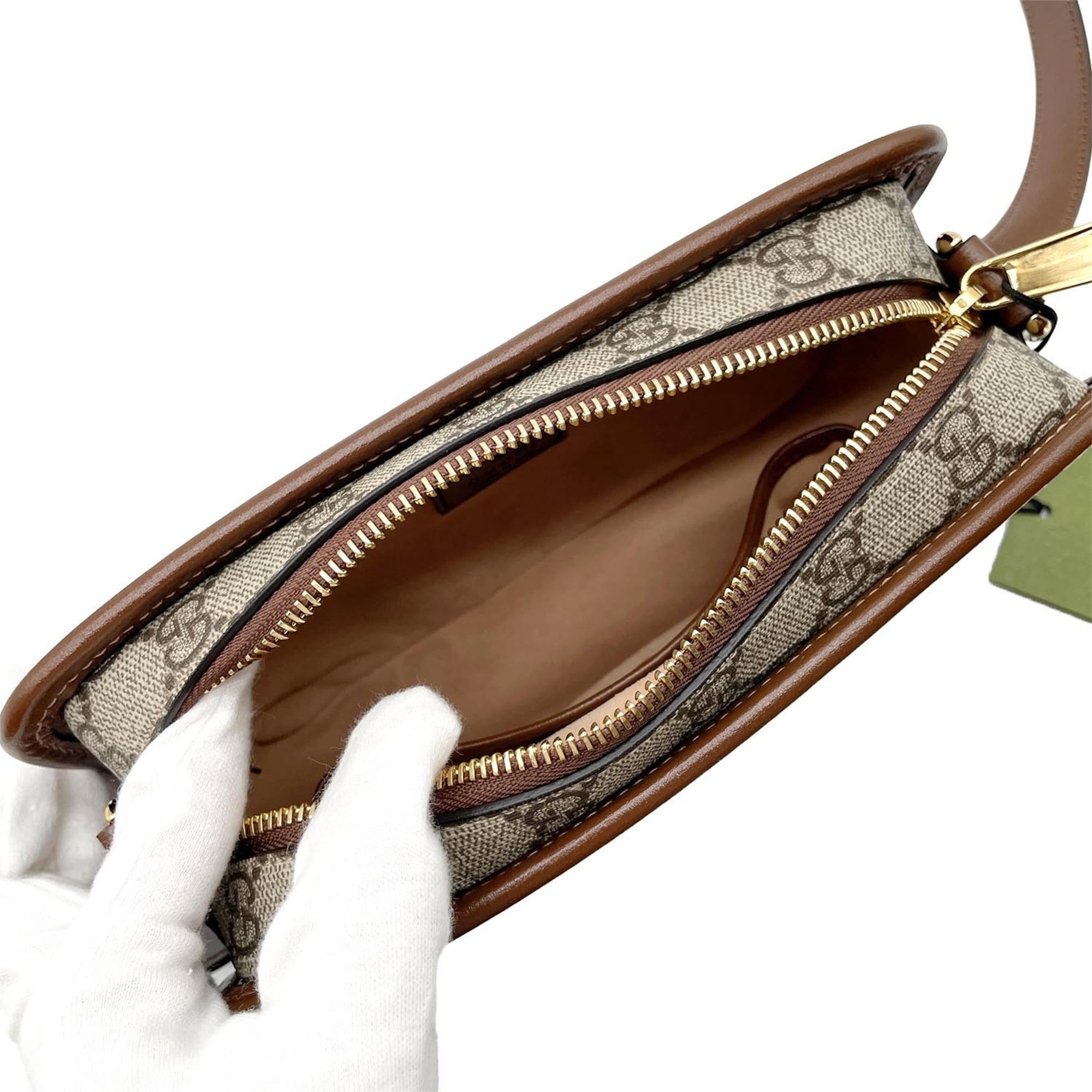 Gucci Brown Gray Pvc Leather Pochette Shoulder Bag (Pre-Owned)