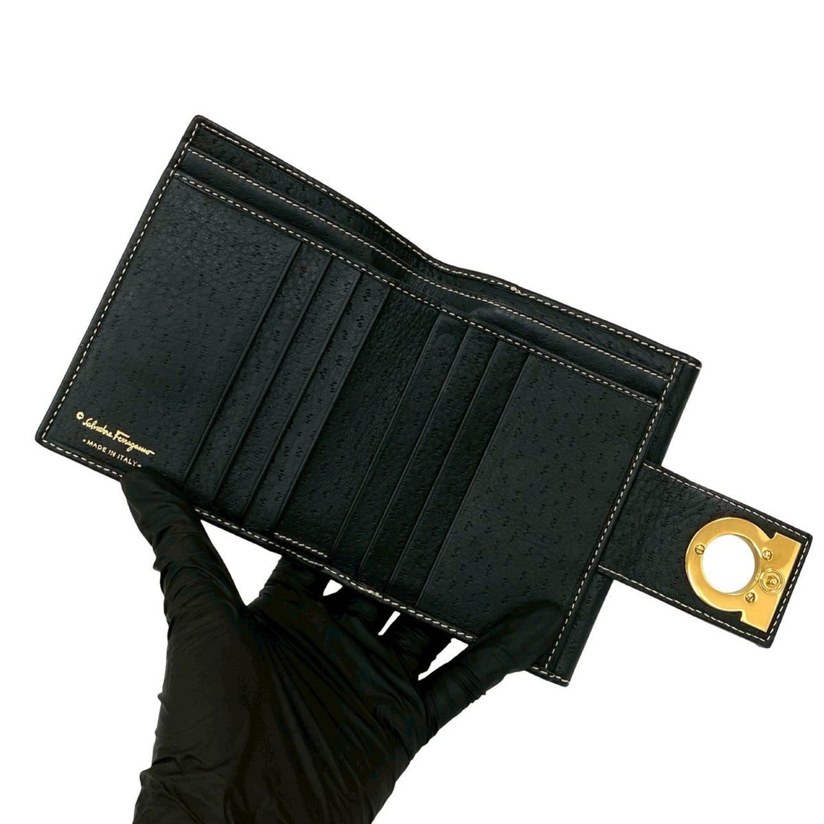 Salvatore Ferragamo Black Leather Wallet (Bi-Fold) (Pre-Owned)