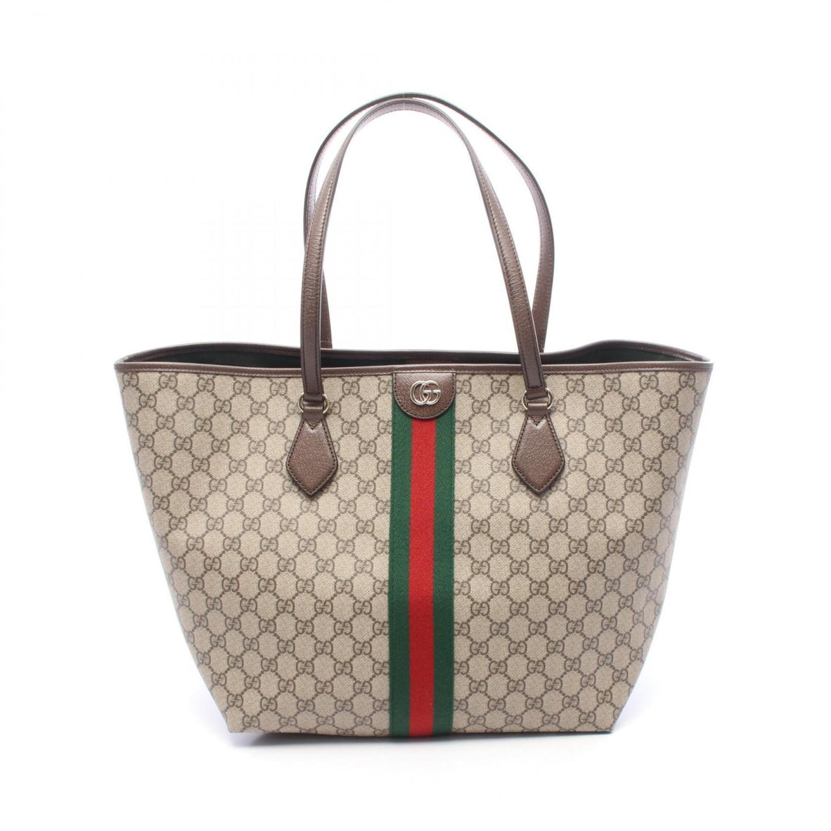 Gucci Beige Brown Multi-Color Coated Canvas Leather Handbag Tote Bag (Pre-Owned)