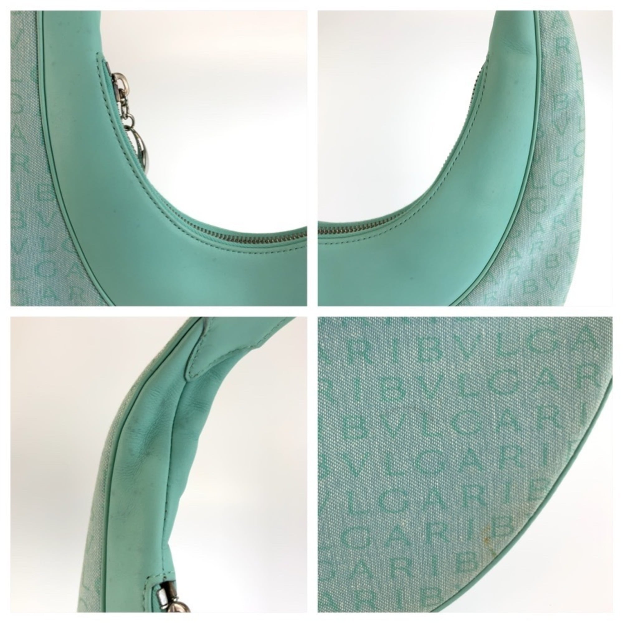 Bvlgari Green Canvas Leather Handbag (Pre-Owned)