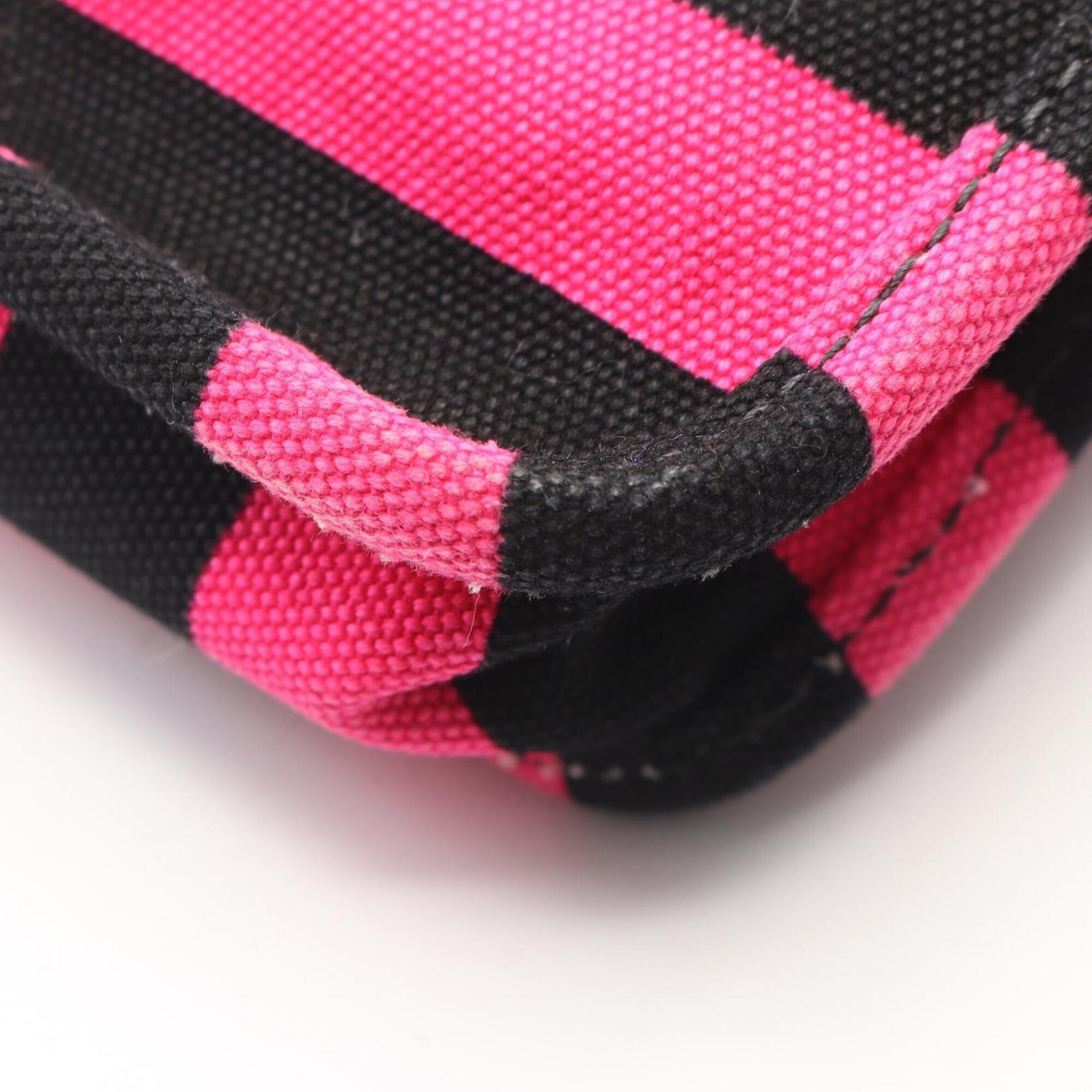 Prada Black Brown Pink Canvas Leather Handbag Shoulder Bag (Pre-Owned)
