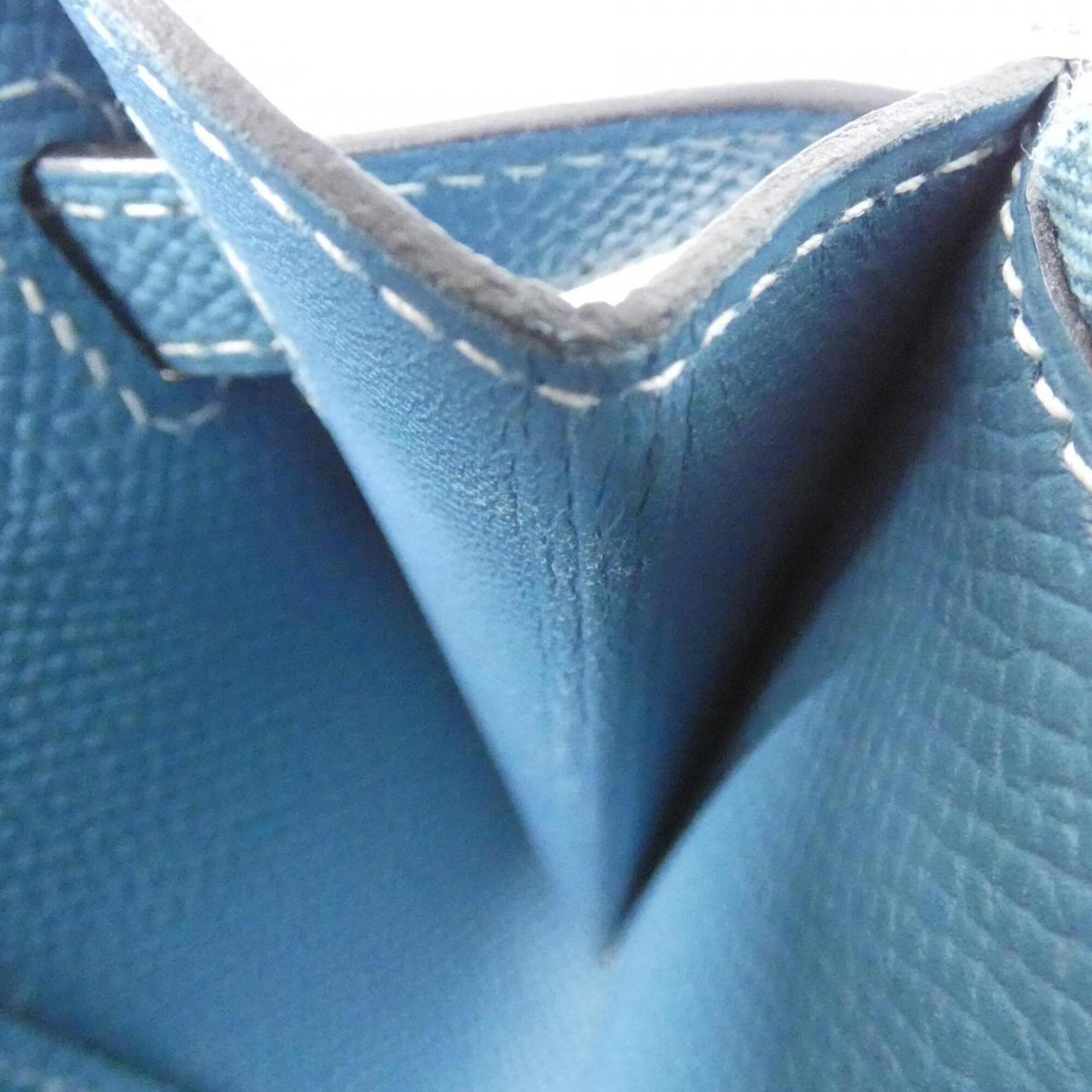 Hermes Blue Blue Jean Epsom Leather Chain/Shoulder Wallet (Pre-Owned)