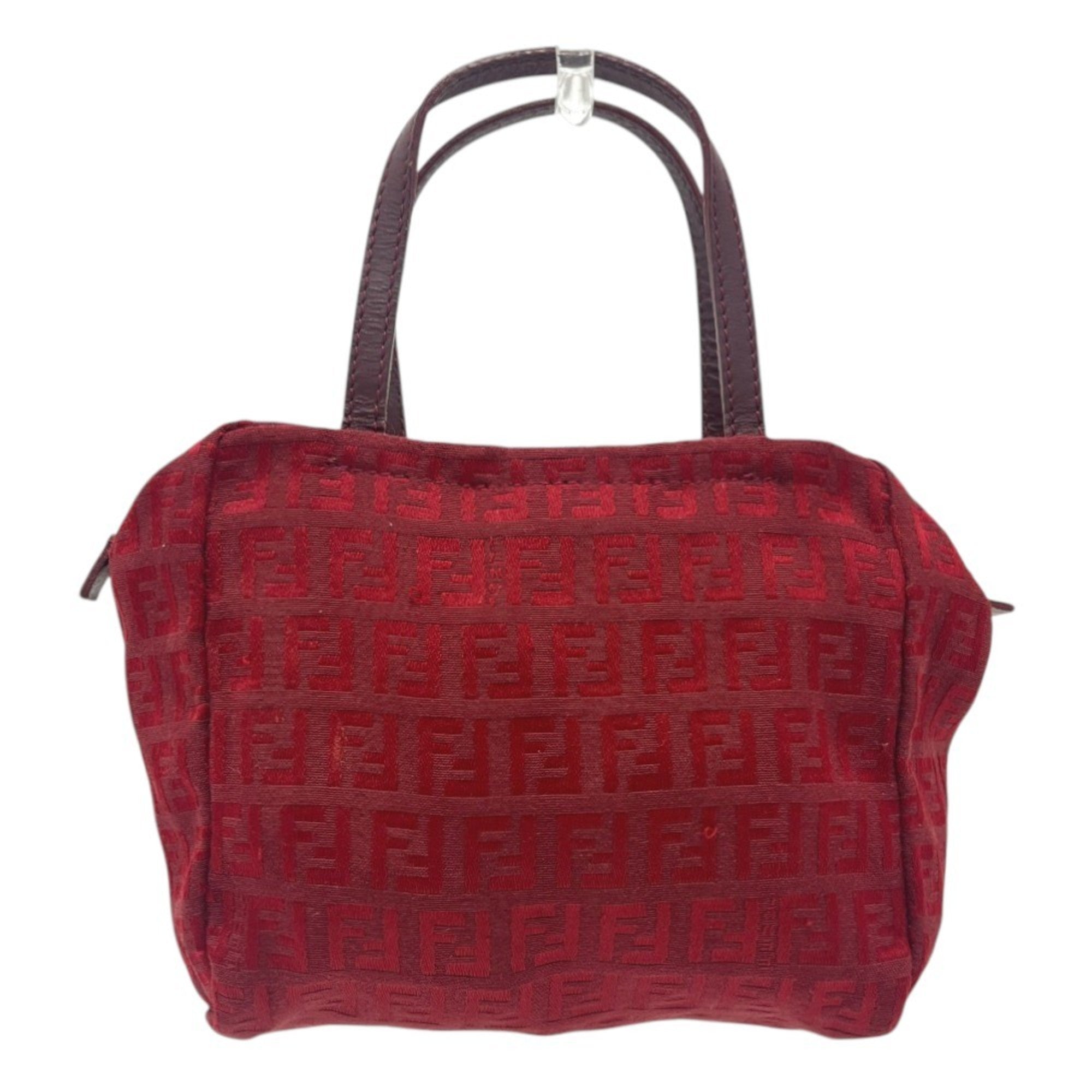 Fendi Red Color Canvas Handbag (Pre-Owned)