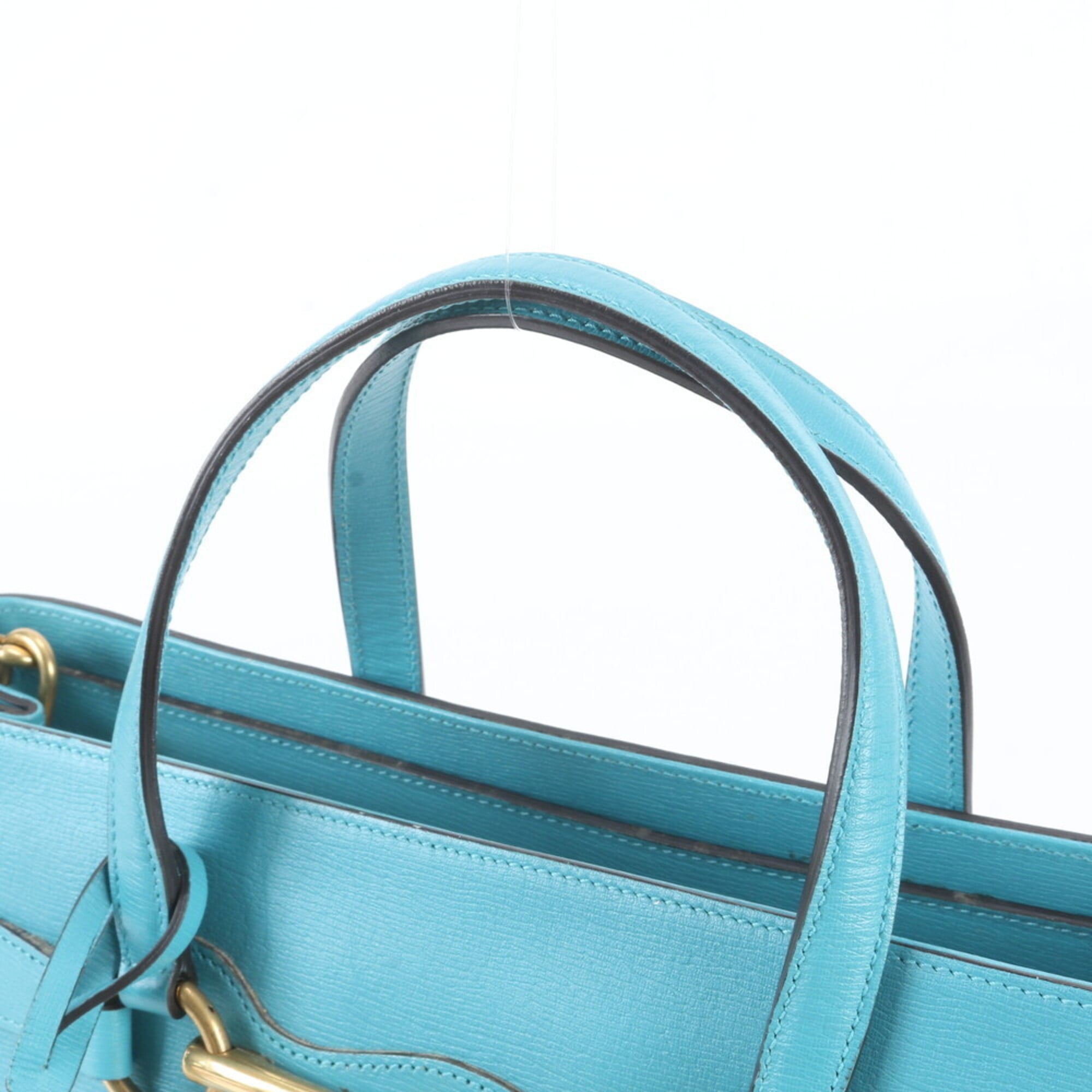 Gucci Blue Turquoise Leather Handbag Shoulder Bag Tote Bag (Pre-Owned)