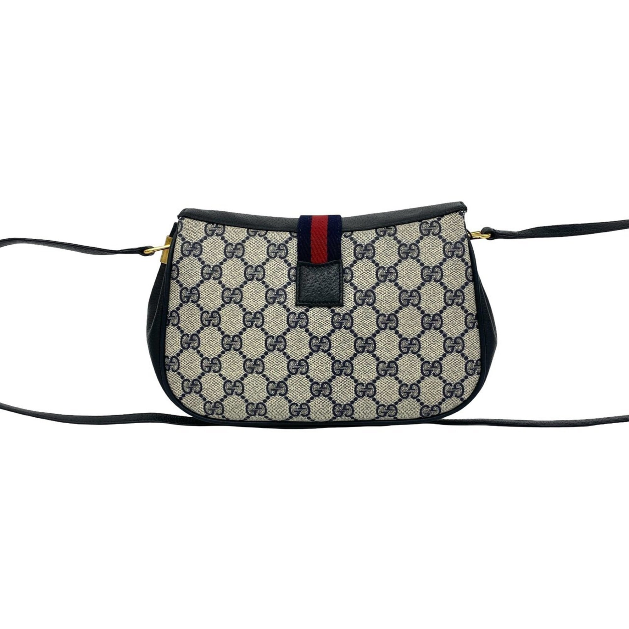 Gucci Navy Red Color Leather Pvc Pochette Shoulder Bag (Pre-Owned)