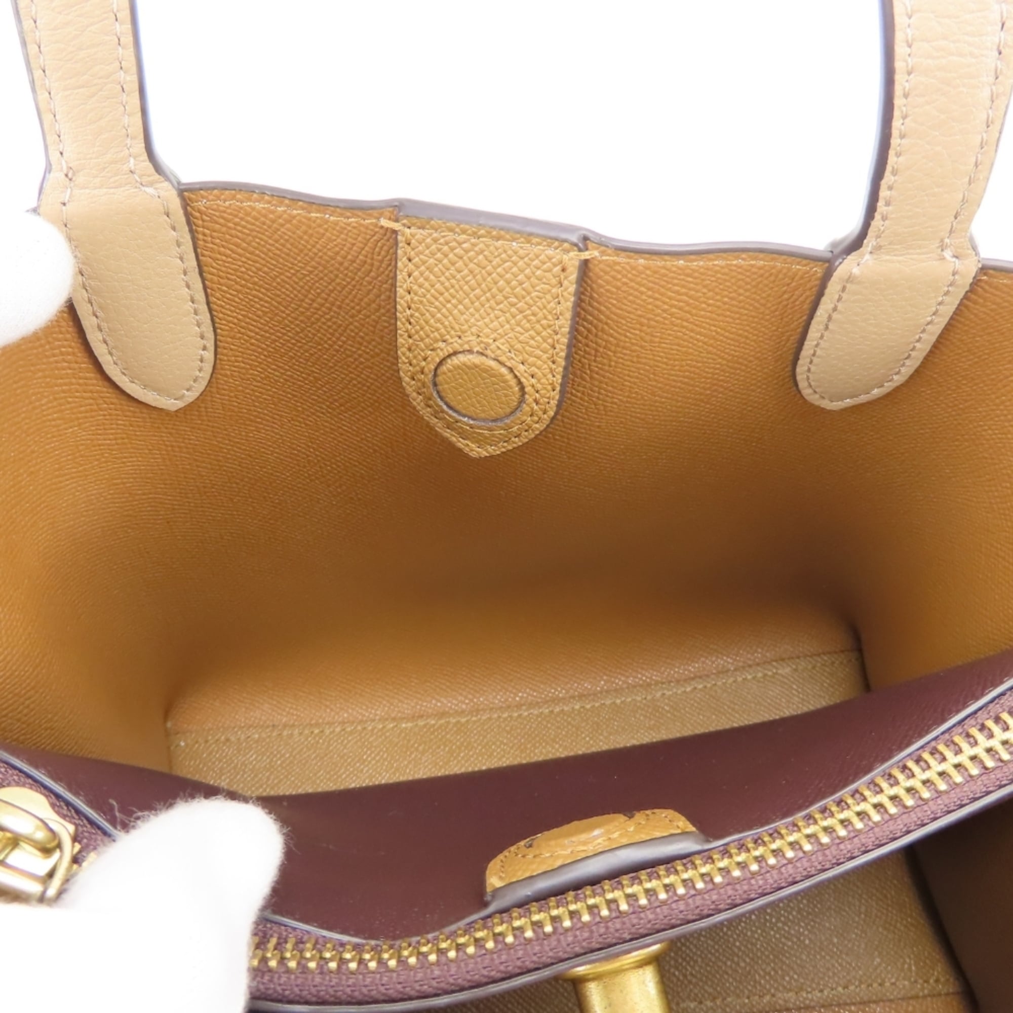 Coach Beige Brown Ivory Handbag (Pre-Owned)