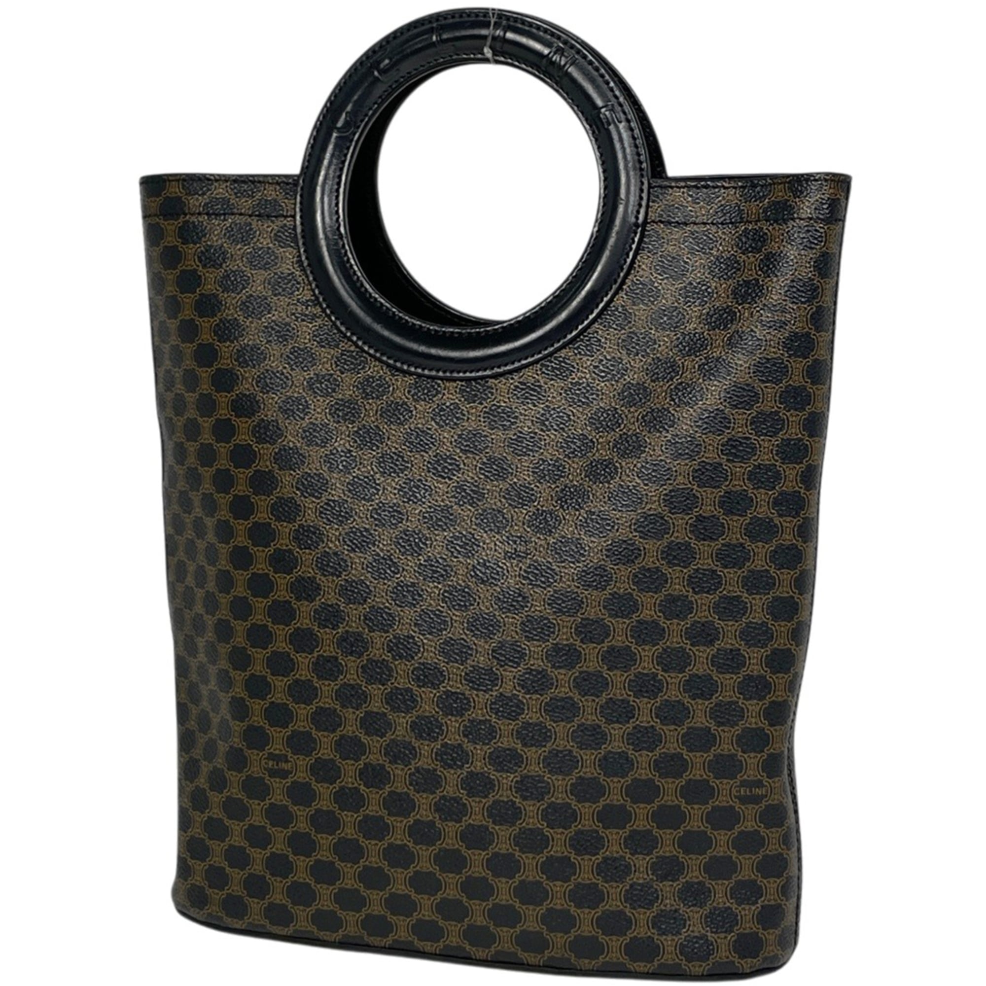 Celine Black Brown Coated Canvas Leather Handbag (Pre-Owned)