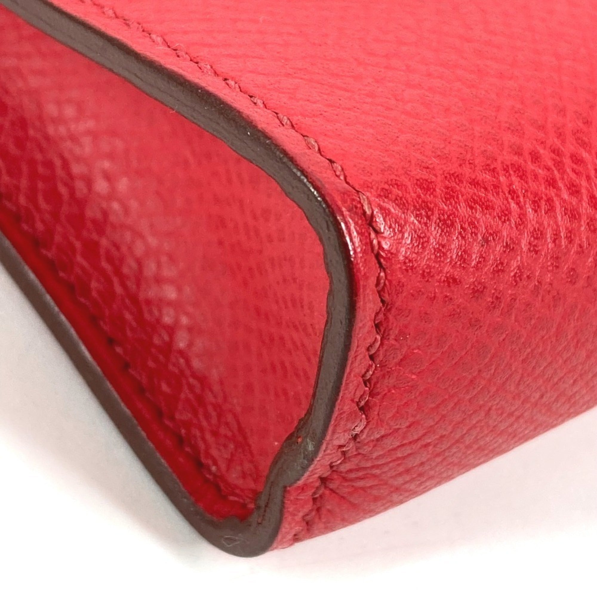 Hermes Red Color Leather Handbag Shoulder Bag (Pre-Owned)
