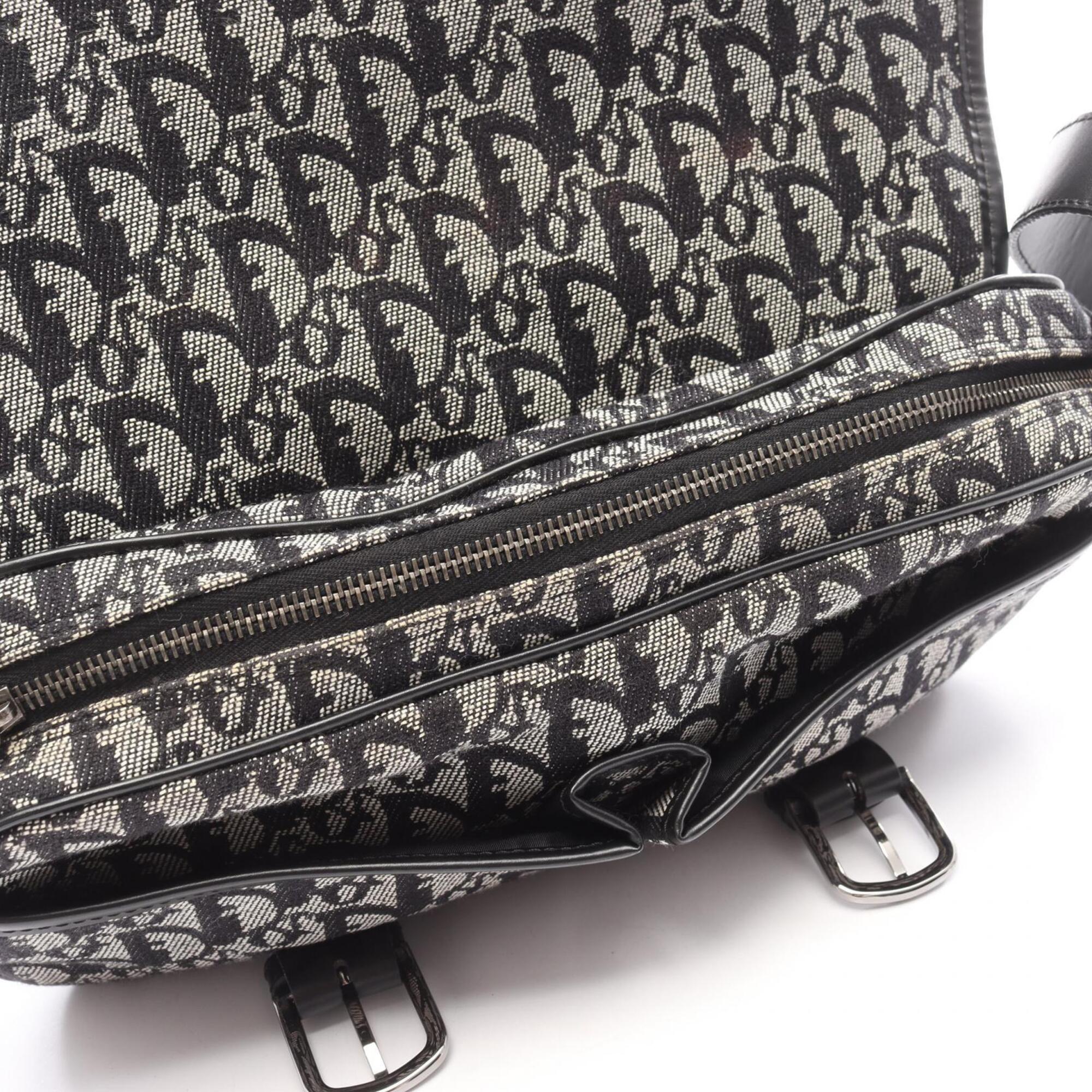 Christian Dior Black Navy Canvas Leather Handbag Messenger Bag Shoulder Bag (Pre-Owned)