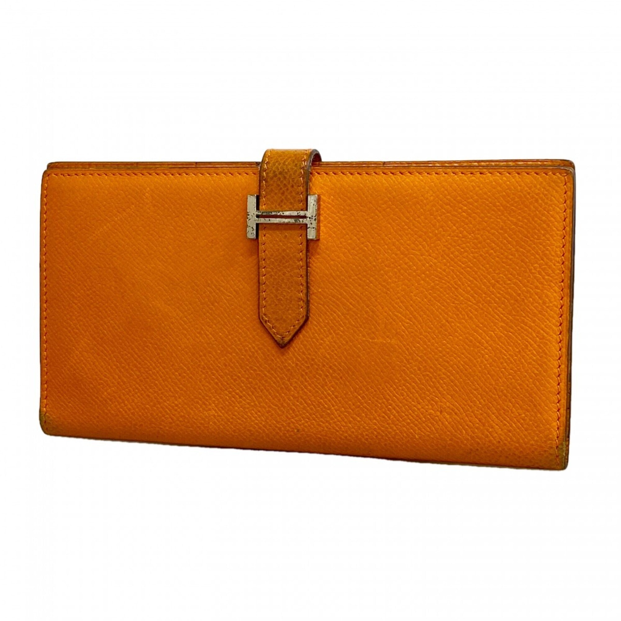 Hermes Orange Epsom Leather Long Wallet (Bi-Fold) (Pre-Owned)