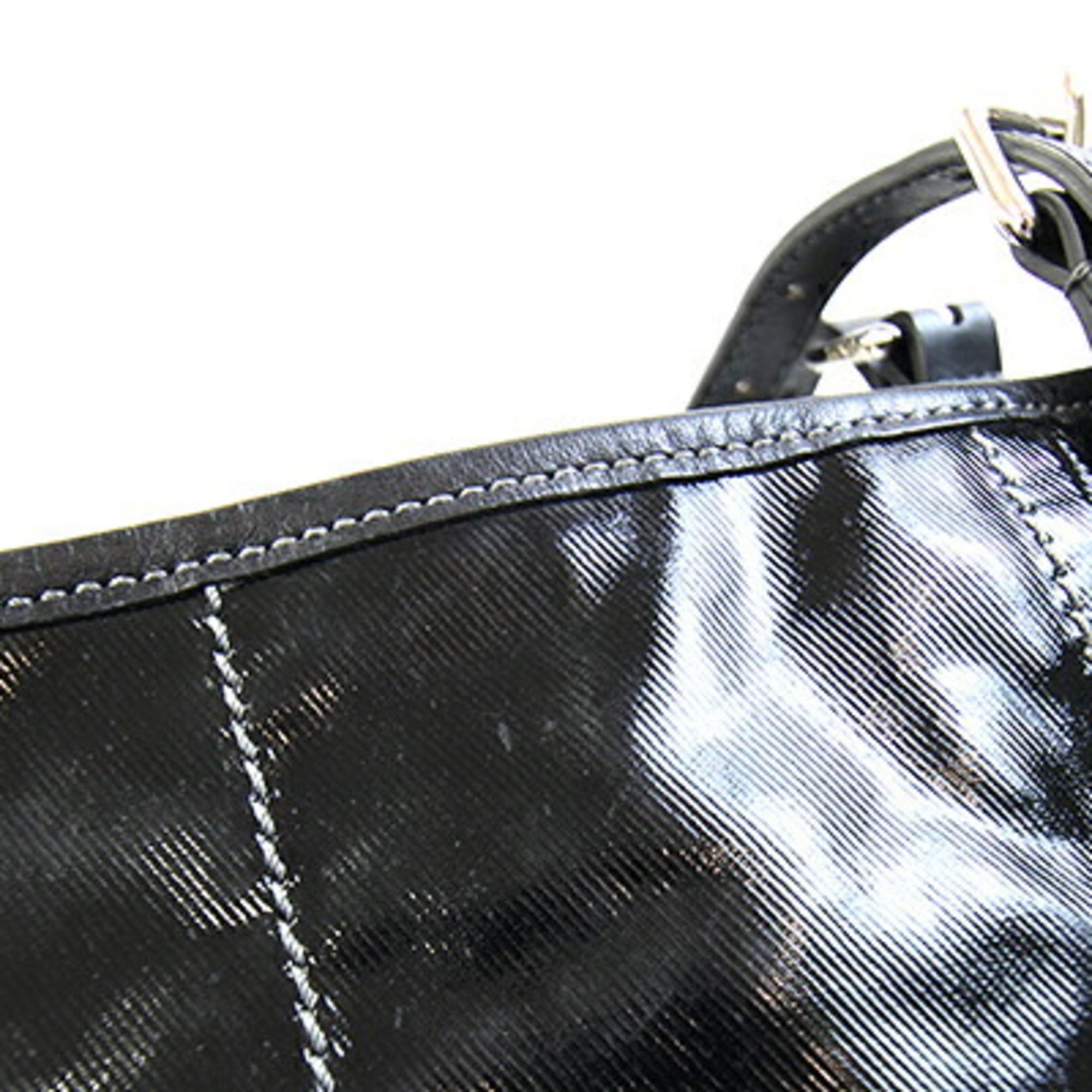Tod's Black Coated Canvas Leather Tote Bag (Pre-Owned)