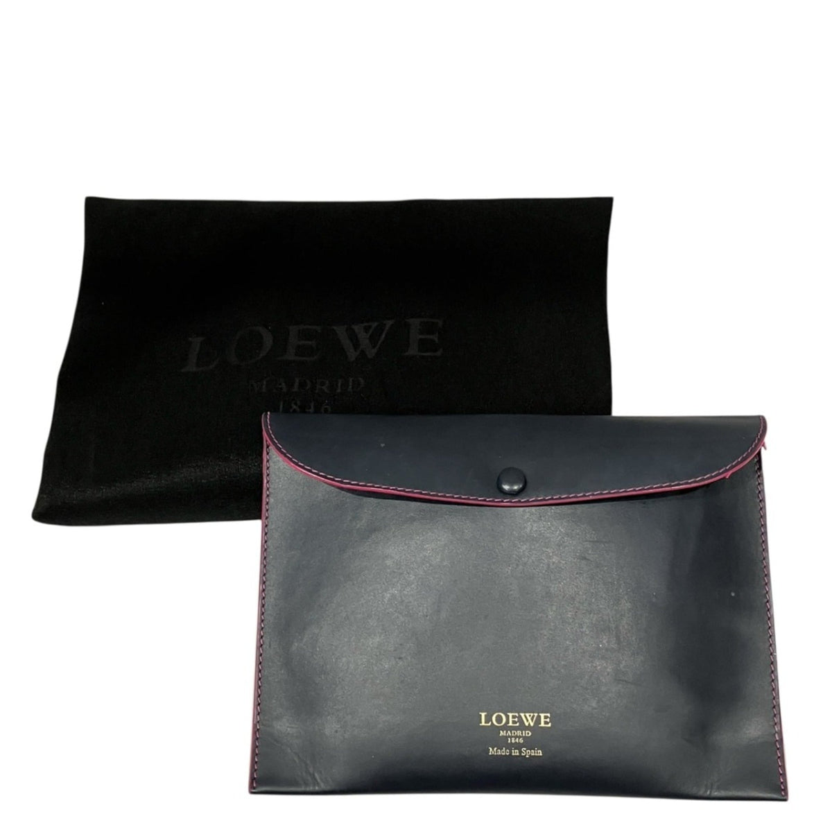 Loewe Dark Navy Pink Leather Pouch Tote Bag (Pre-Owned)