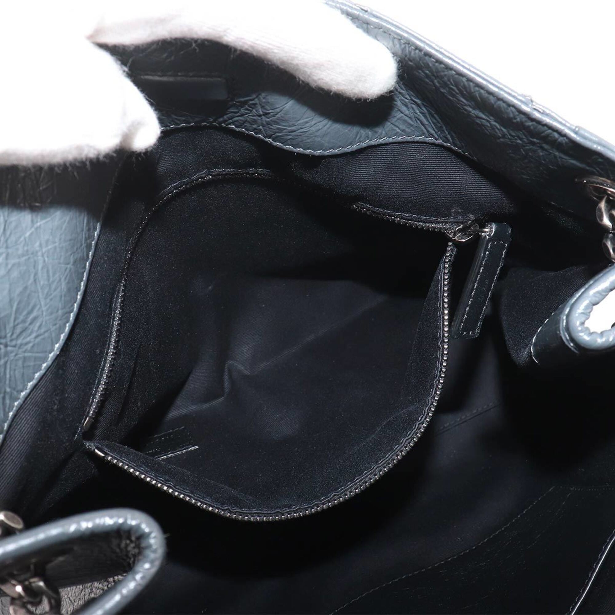 Saint Laurent Gray Leather Shopping Bag Tote Bag (Pre-Owned)